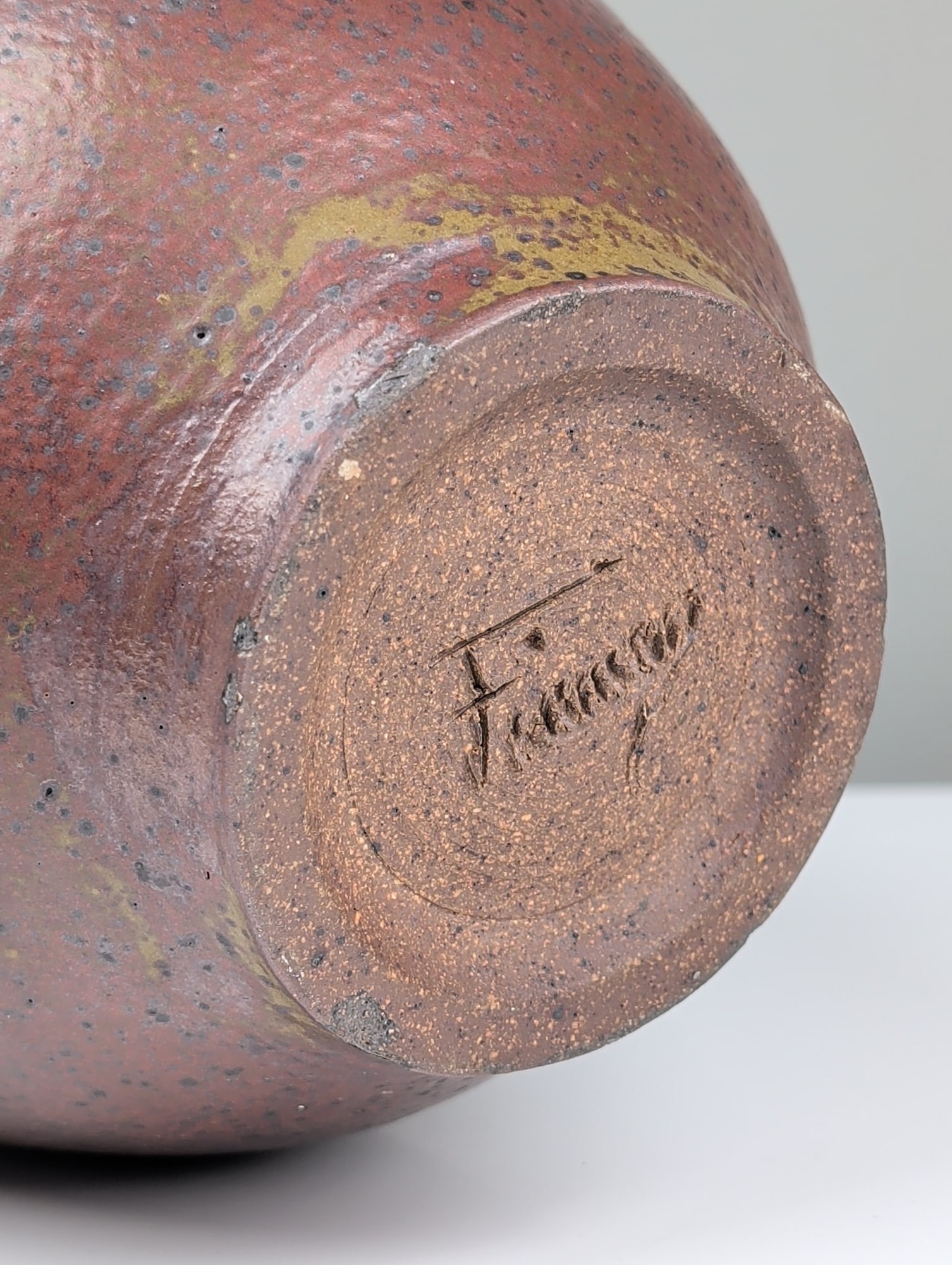 Large Studio Two-Tone Stoneware Vase, Signed - 6