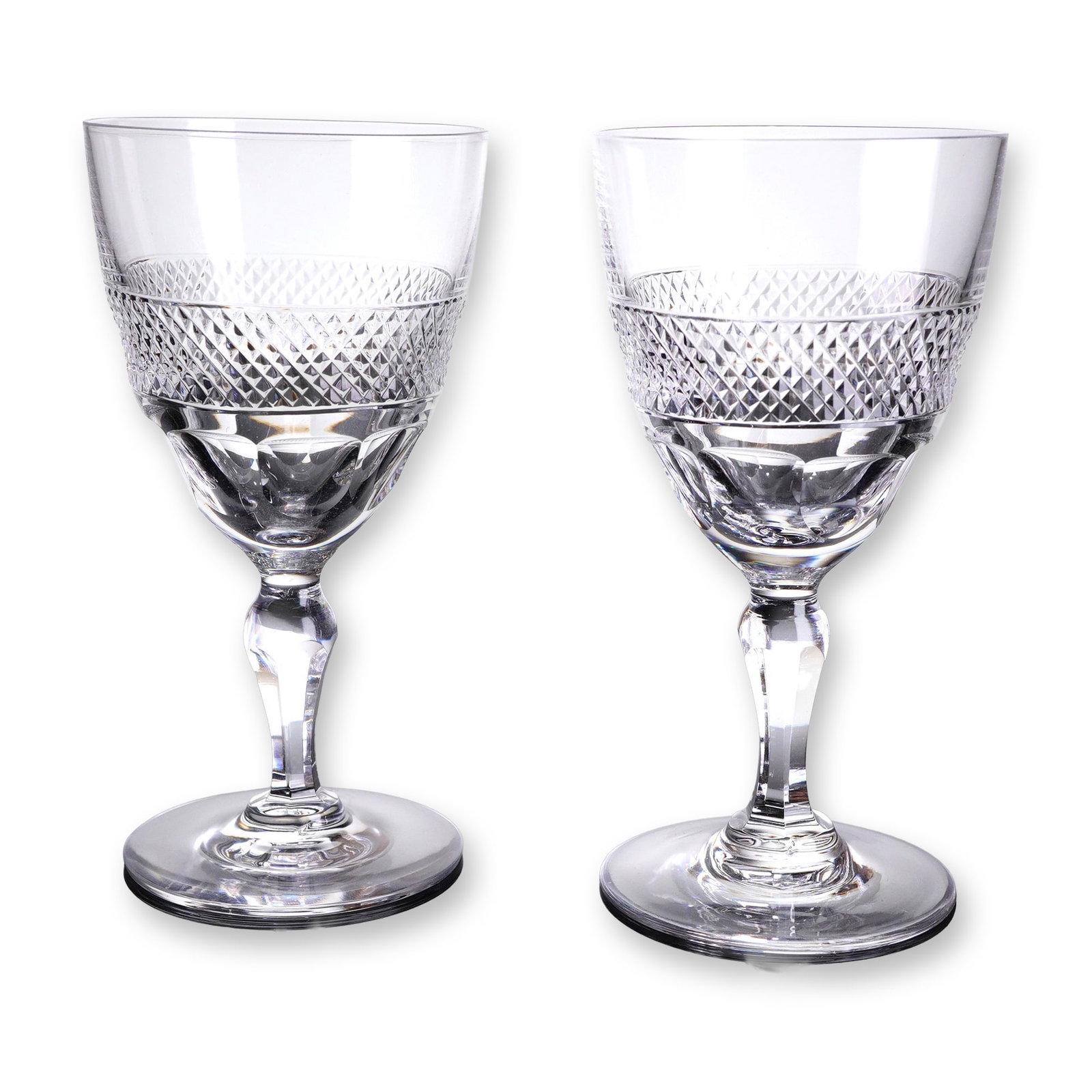 A Pair of Orrefors Rio Patern Cut Sherry Glasses (1 of 4)