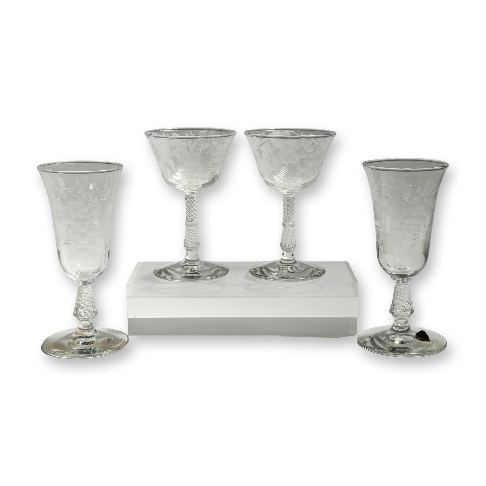 4pc Rock Sharpe Crystal Floral Etched Juice and Liquor Glasses (1 of 3)