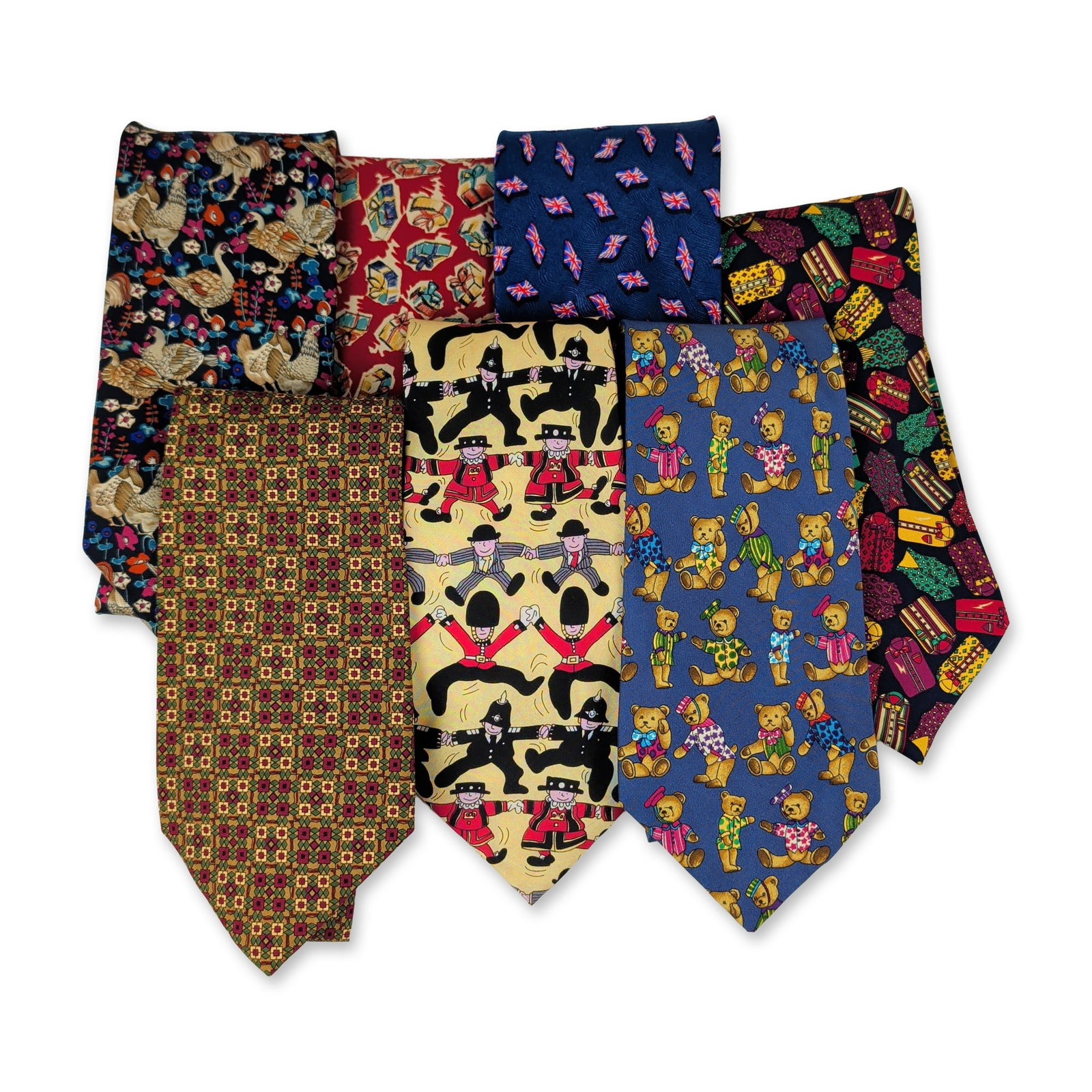 7pc Burberrys, Aquascutum & British Heritage Novelty Silk Neckties (1 of 6)