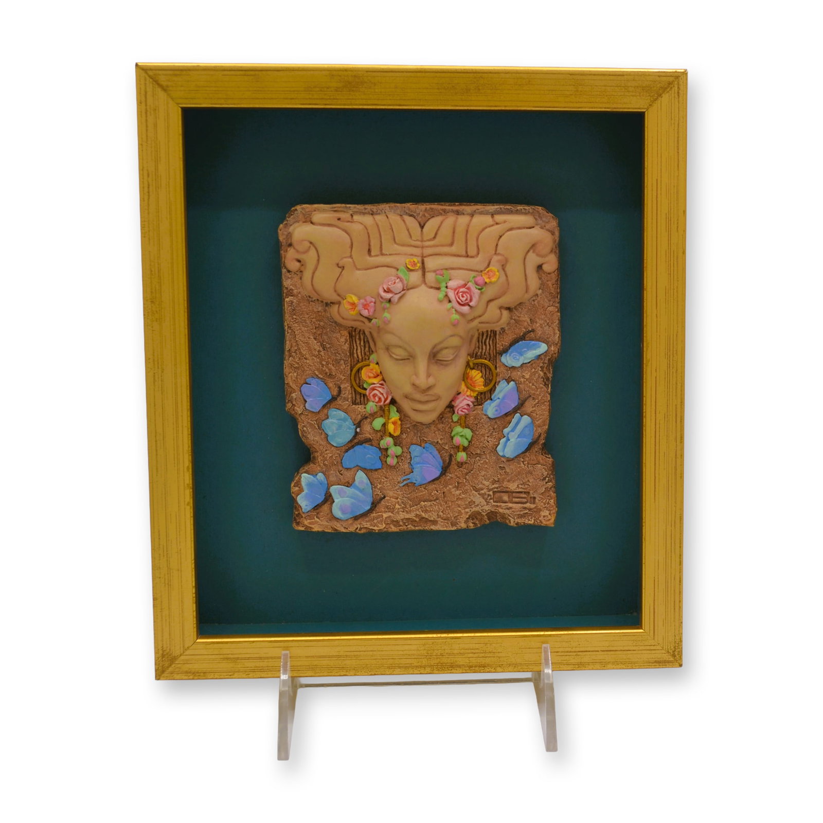 Willets Original Bas Relief, Springtime Awakening, 1999, With Frame: Willets Designs for Ebony Visions presents the "Springtime Awakening" 1999 Membership Gift Award in Bas Relief. Exclusively for Members Only, presented and mounted, with an Emerald Green Background