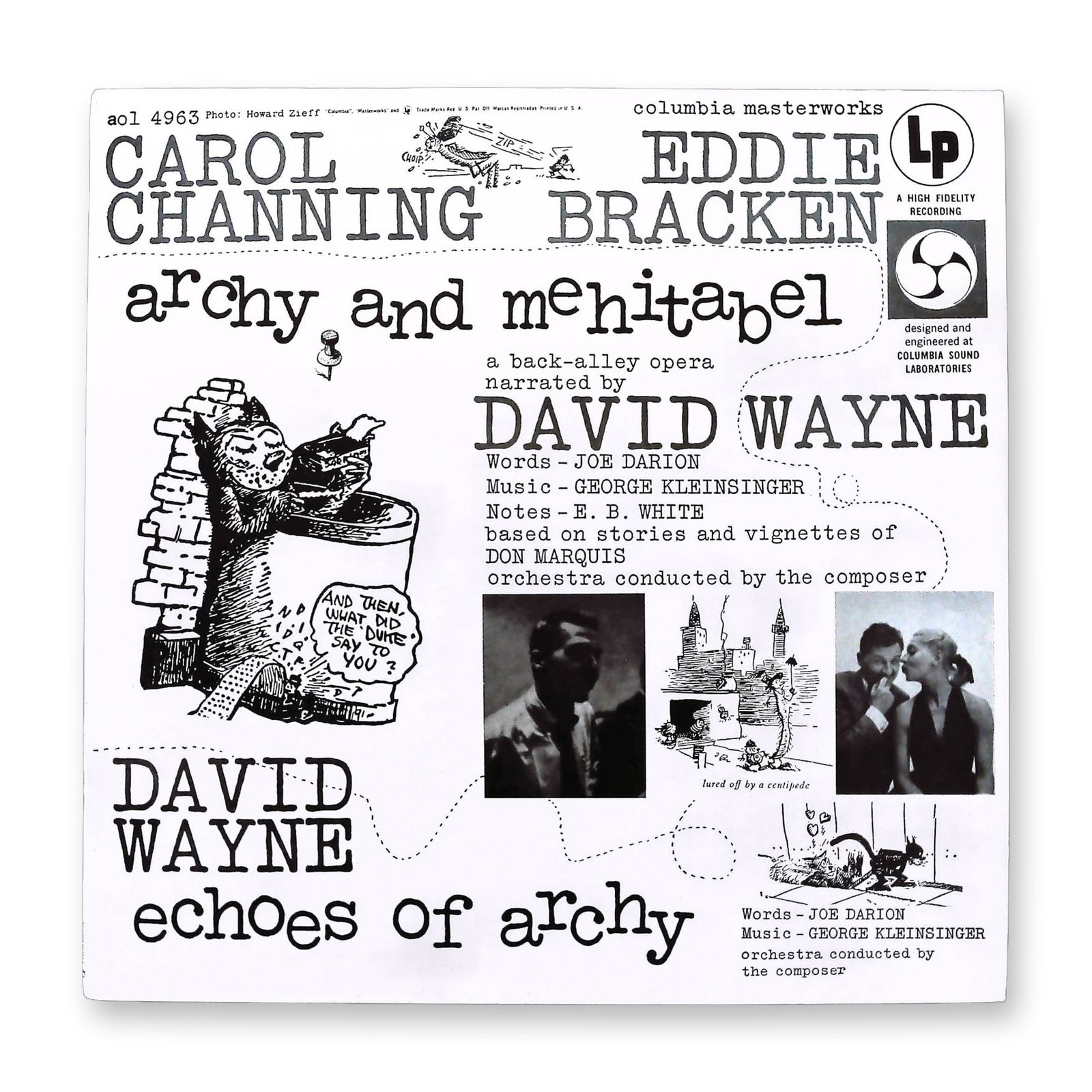 Kleinsinger, George and Joe Darion. archy and mehitabel / echoes of archy. CSP, 1974.: Kleinsinger, George (1914-1982) and Joe Darion (1917-2001). archy and mehitabel: a back-alley opera and echoes of archy. New York: Columbia Special Products (CSP), 1974. Collectors Series reissue of