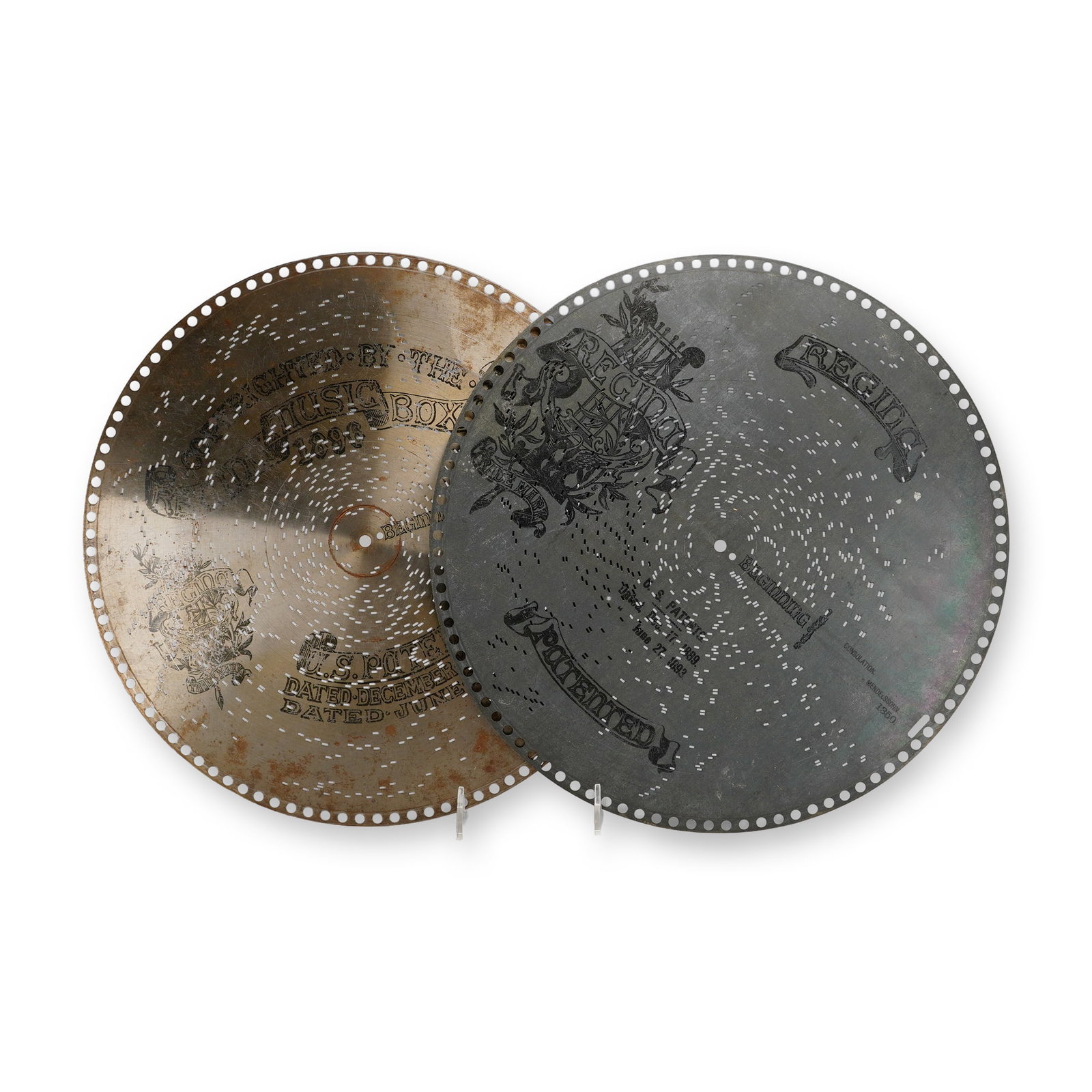 Regina 15.5 Inch Music Box Discs, Pair, Late 19th Century (1 of 2)