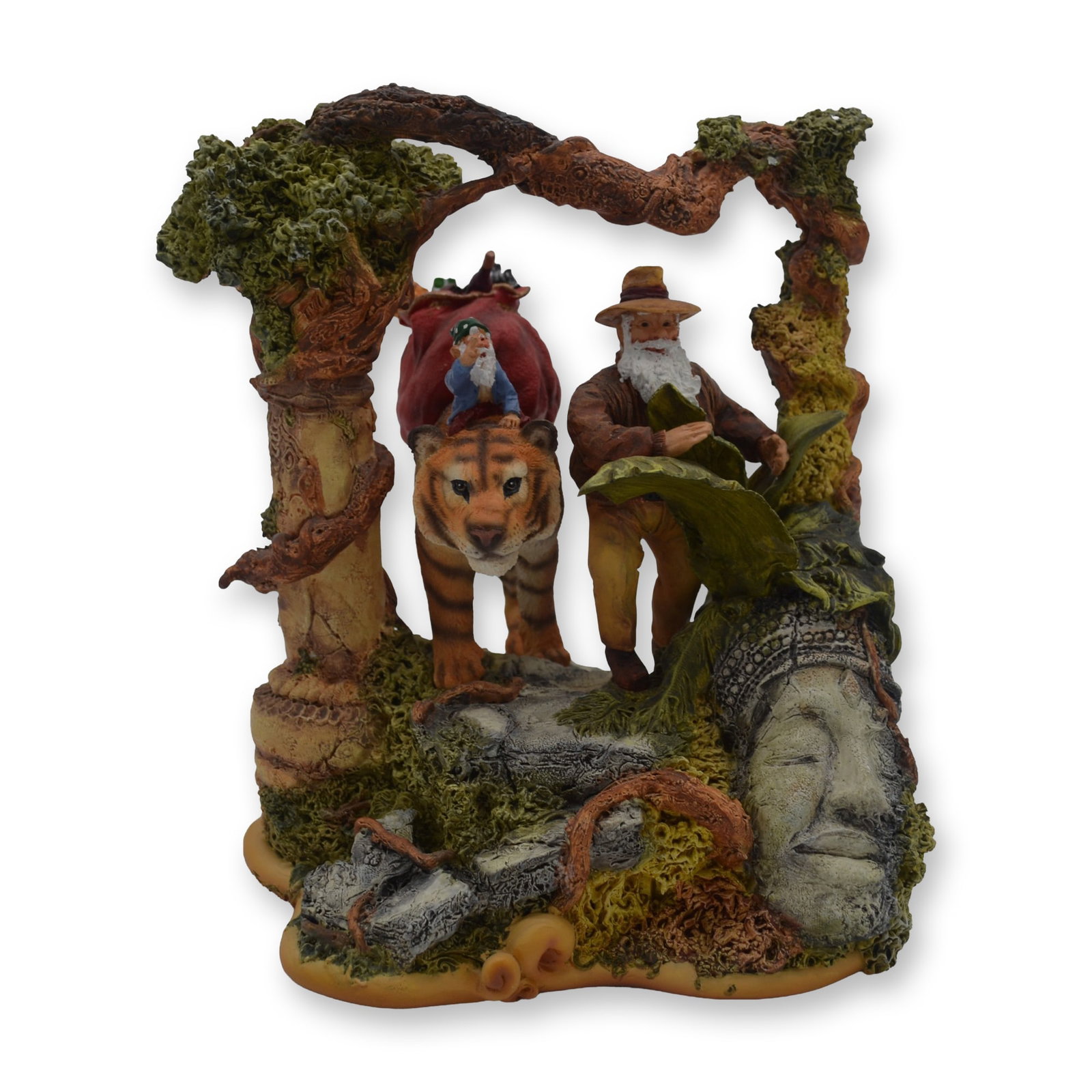Maruri USA LE Santa's World Travels "Guiding Tiger" Sculpture, 1998: Maruri USA presents The Santa's World Travels Collection, hand created, hand painted by the World Famous Maruri Artisans featuring The "Guiding Tiger" Sculpture. Santa and his elf, with a sleek Bengal