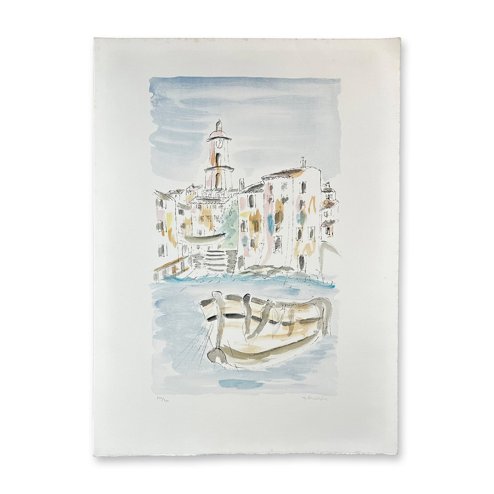 Christoph Lithograph European Canal Scene (1 of 3)