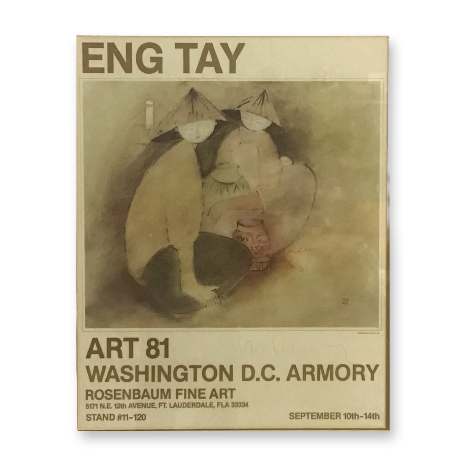 Eng Tay, 'ART 81 Washington D.C. Armory', Offset Lithograph Exhibition Poster, Hand-Signed: Eng Tay (Malaysian, b. 1947). An offset lithograph exhibition poster created for the ART 81 exposition at the Washington D.C. Armory, held September 10th-14th, 1981. The composition features two figur