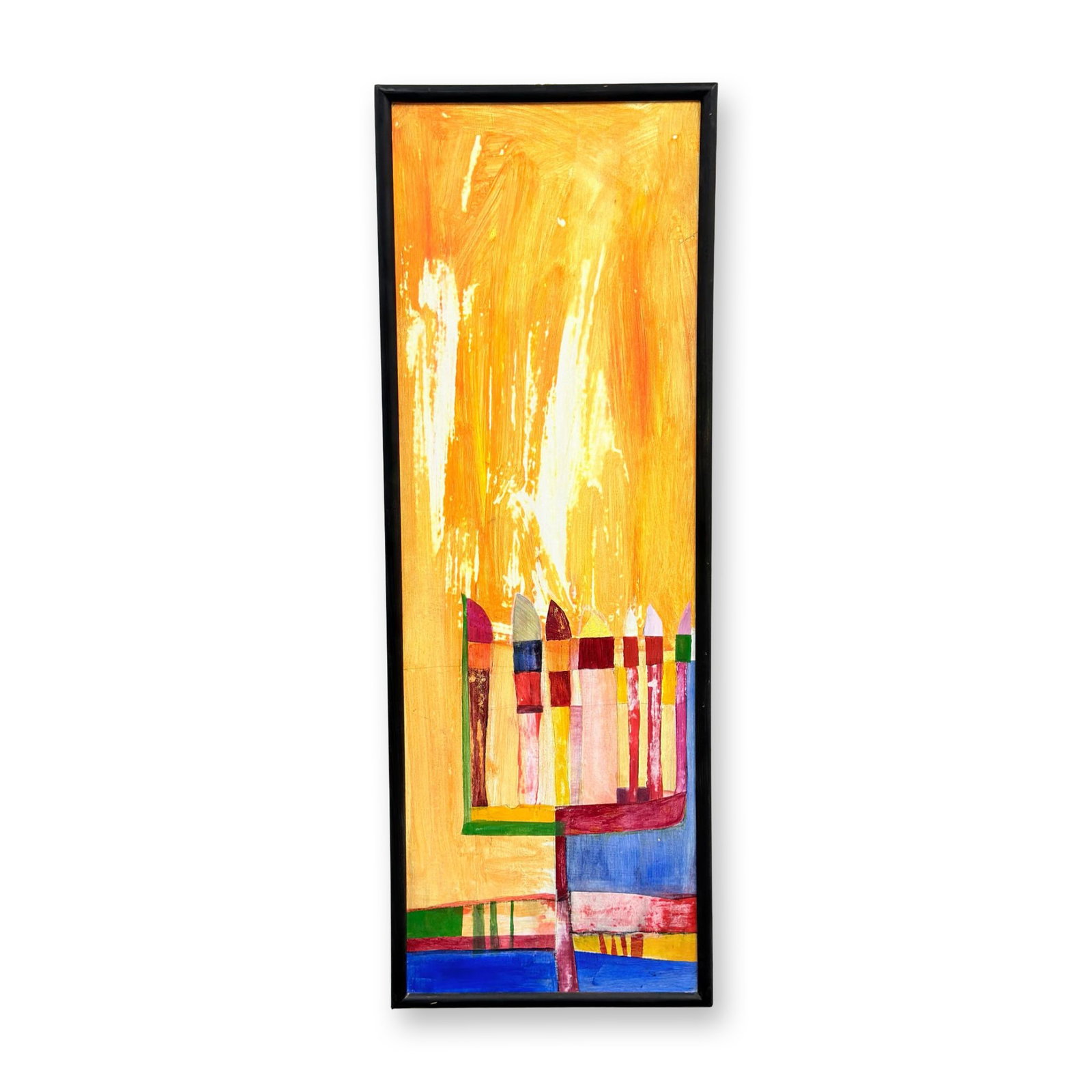 Modern Abstracted Menorah, Mixed Media on Board (1 of 3)