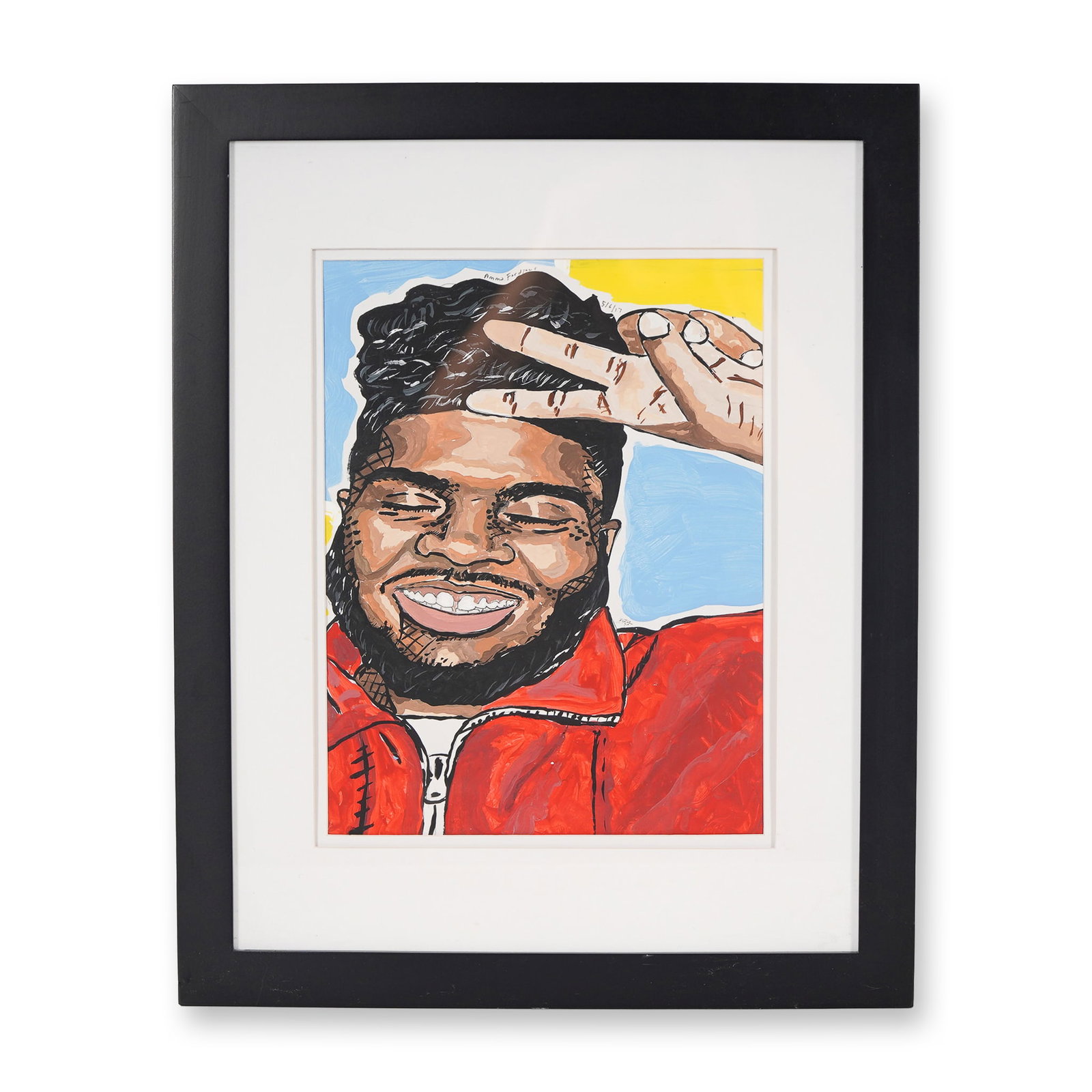 Amma Fordjour, Gouache on Paper, Portrait of Singer Khalid, Signed: Vibrant gouache on paper by visual artist, graphic artist, and musician Amma Fordjour, dated 5/6/17, depicting a cheerful portrait of American singer and songwriter Khalid. The artwork captures the ar