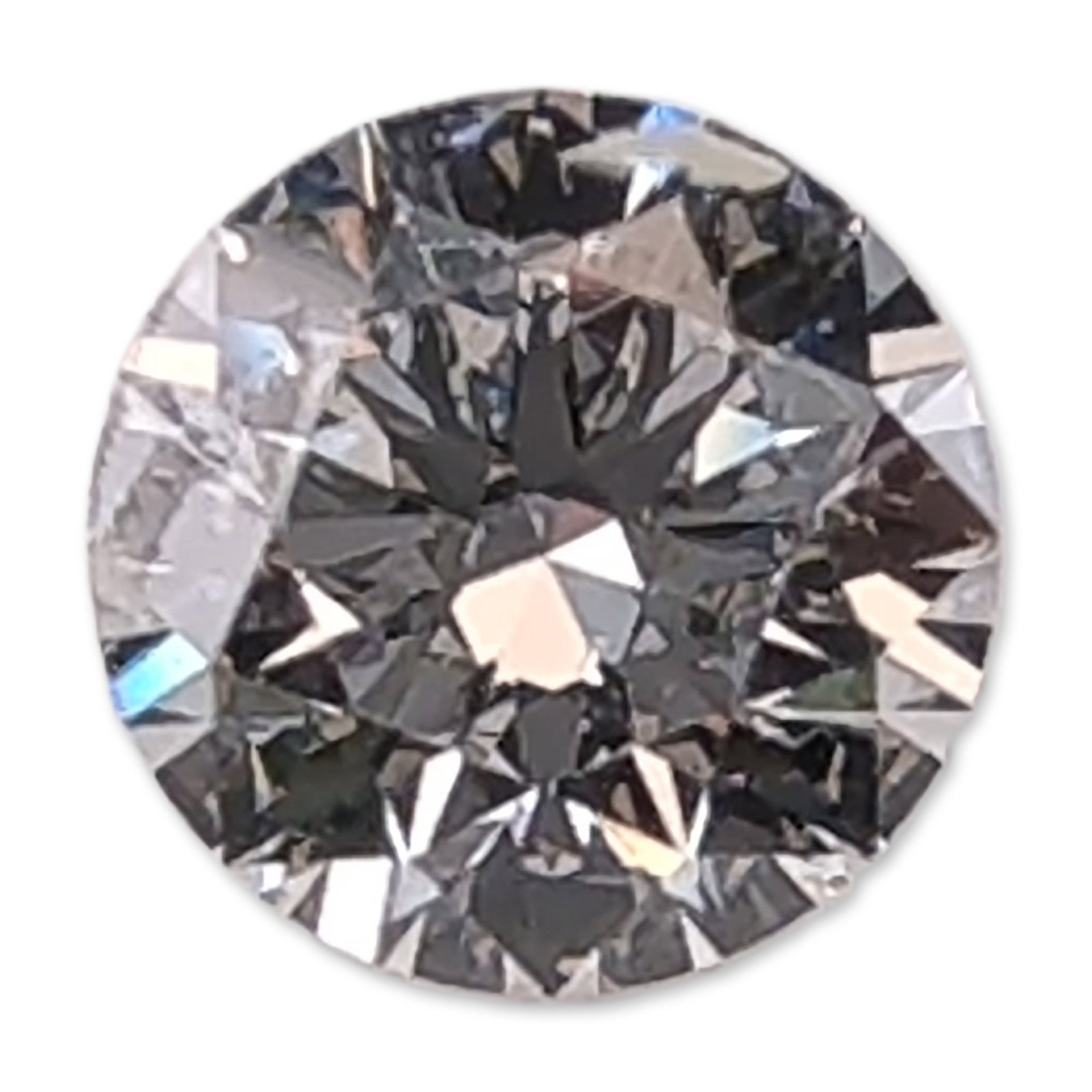 0.91ct Round Brilliant Cut Loose Diamond: Lab-grown round brilliant cut loose diamond featuring a standard brilliant facet pattern with sharp junctions and high brilliance. It is graded SI1 for clarity. Weight: 0.91 carat Dimensions: 6.1mm