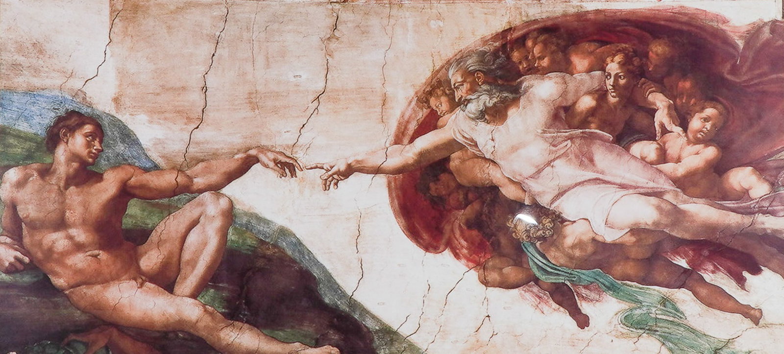 Michelangelo (Aft.) Framed Poster of the Creation of Adam, Sistine Chapel: High-quality framed poster print after Michelangelo's iconic fresco The Creation of Adam, originally painted on the ceiling of the Sistine Chapel in Vatican City circa 1511. It captures the renowned