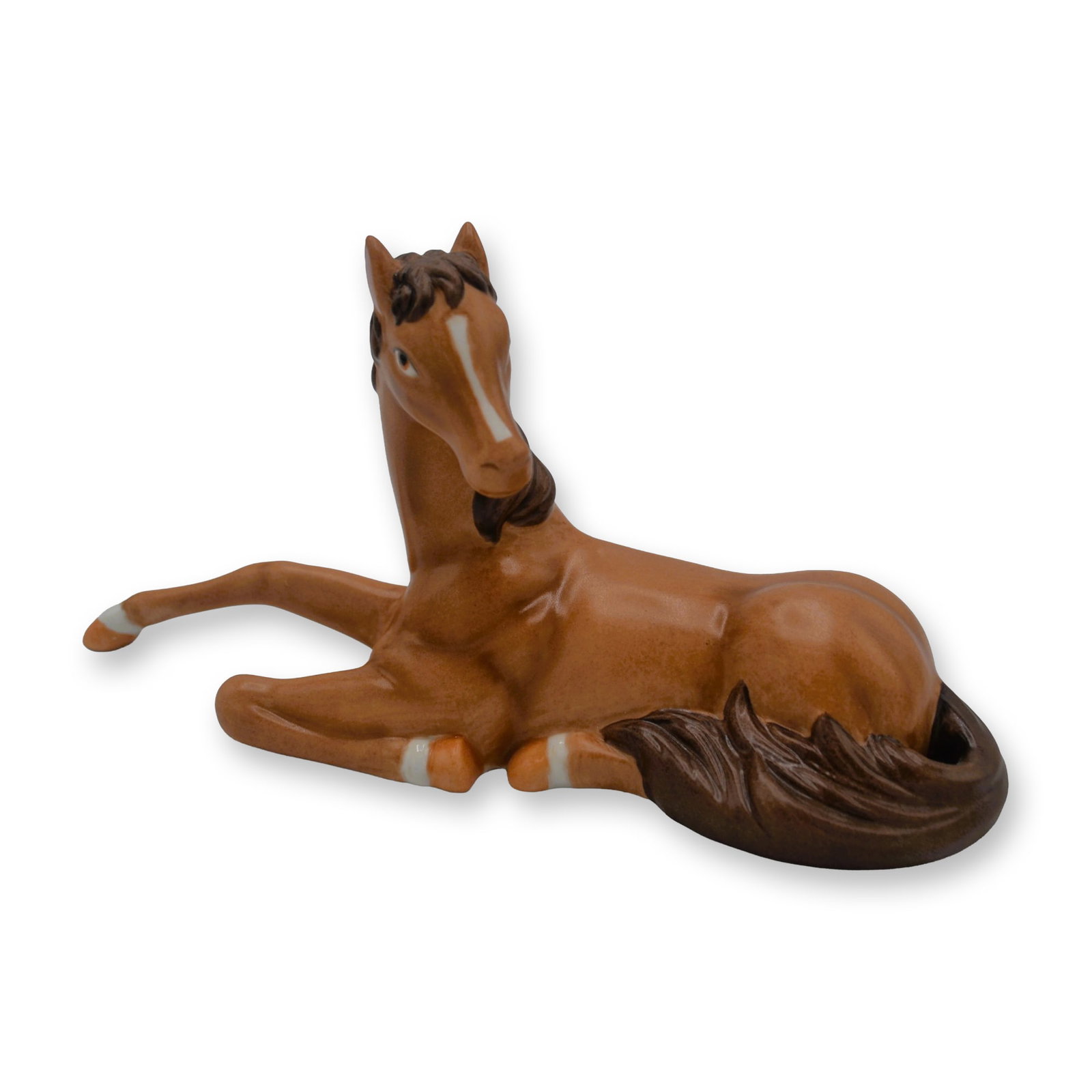 Lenox Porcelain Bay Foal, American By Design Collection, Vintage: Lenox Bay Foal, American by Design Collection. Hand created, hand painted by the Artists for Lenox. A fine model of a Bay Foal, Sitting with front leg extended, created with style, form and realistic