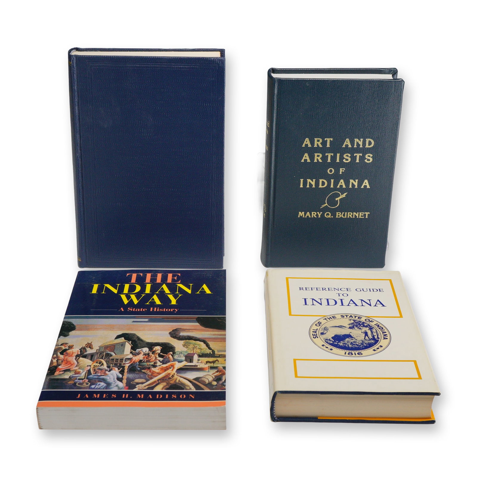 Four Hardcover Books on Indiana History, Art, and Literature. Various Publishers, 1962-1993.: This lot comprises four volumes focused on the cultural and historical development of the state of Indiana. Included is A History of Indiana Literature by Arthur W. Shumaker, published by the Indiana