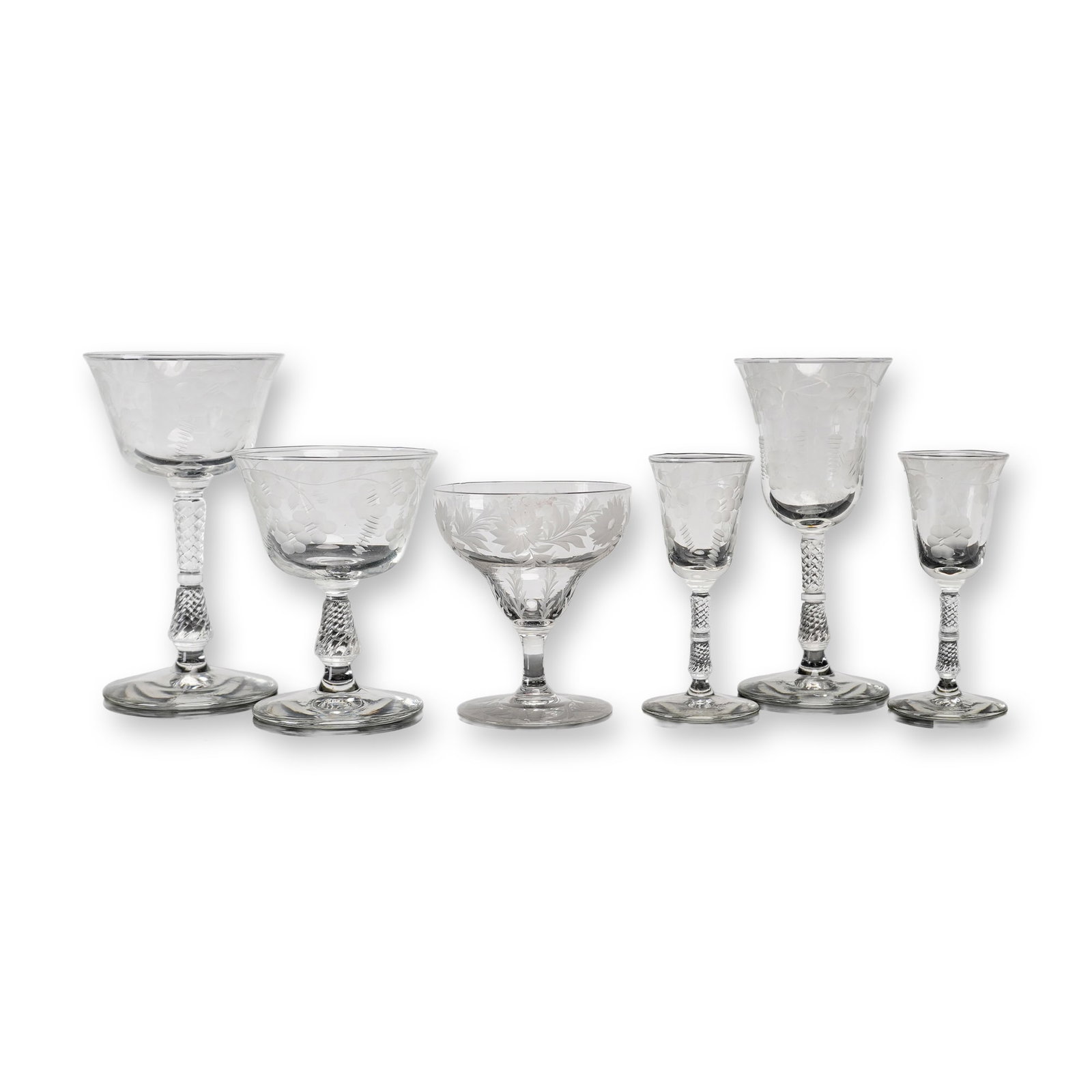 6pc Assortment of Libbey Rock Sharpe Crystal Stemware in the Marshfield Pattern (1 of 3)