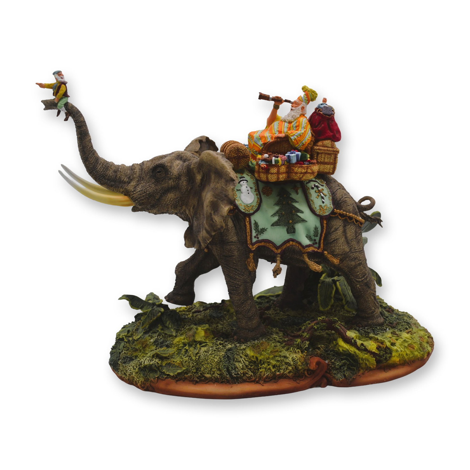 Maruri USA LE Santa's World Travels "Santa's Safari" Elephant Sculpture, 1996: Maruri USA presents The Santa's World Travels Collection, hand created, hand painted by the World Famous Maruri Artisans featuring "Santa's Safari" Elephant Sculpture. Bring the magic of the holidays
