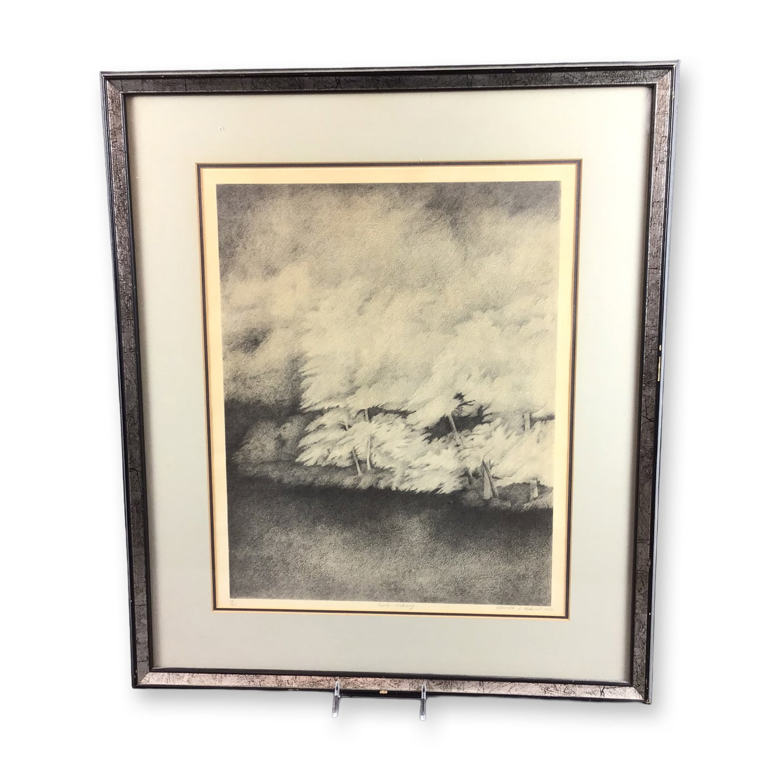Kenneth D. Nedorost (American, b. 1946), Gables Waterway, 1976, Signed and Numbered Lithograph: This monochromatic lithograph on wove paper is titled Gables Waterway and was created by Kenneth D. Nedorost in 1976. The work is rendered in an atmospheric, tonalist style with a texture indicating t