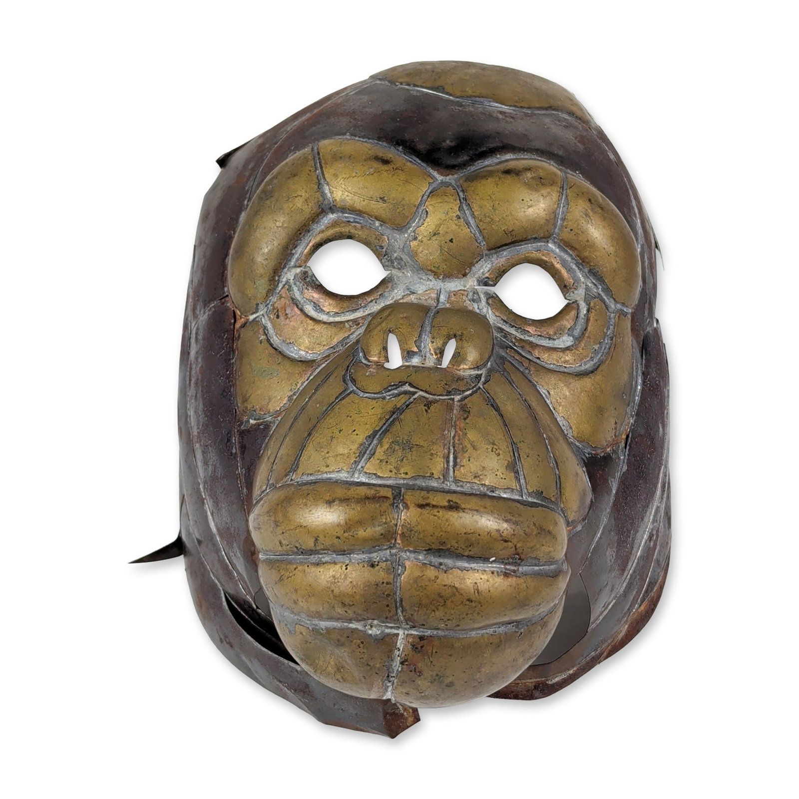 Style of Sergio Bustamante (Mexican, b. 1949), Modern Industrial Brass and Iron Primate Mask (1 of 6)
