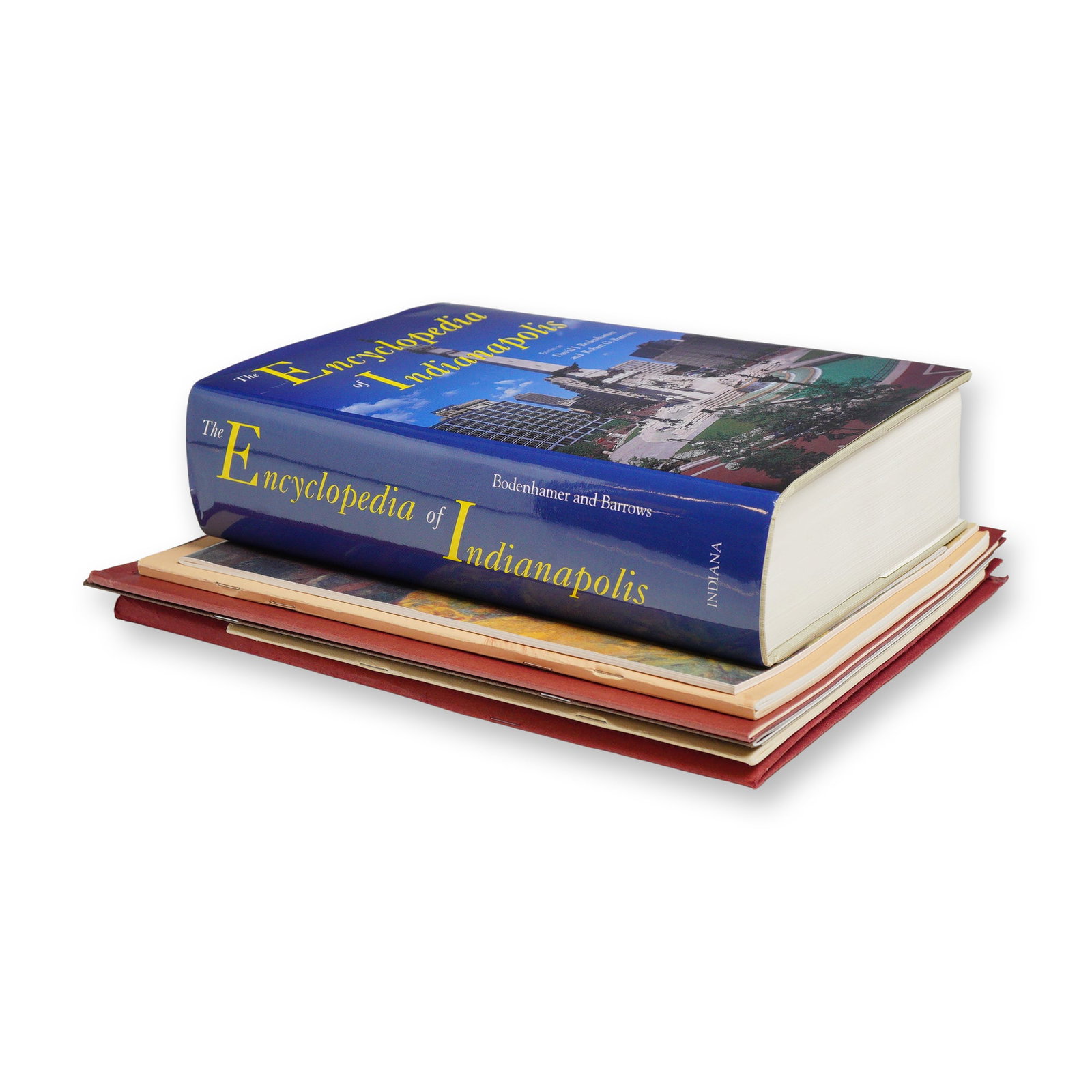 A Collection of 9 Art Books and Trade Paperbacks Including Bodenhamer and Barrows. The Encyclopedia: This lot consists of a collection of 9 art books, including hardcover volumes and trade paperbacks. A featured item in the group is a hardcover copy of The Encyclopedia of Indianapolis, edited by Davi