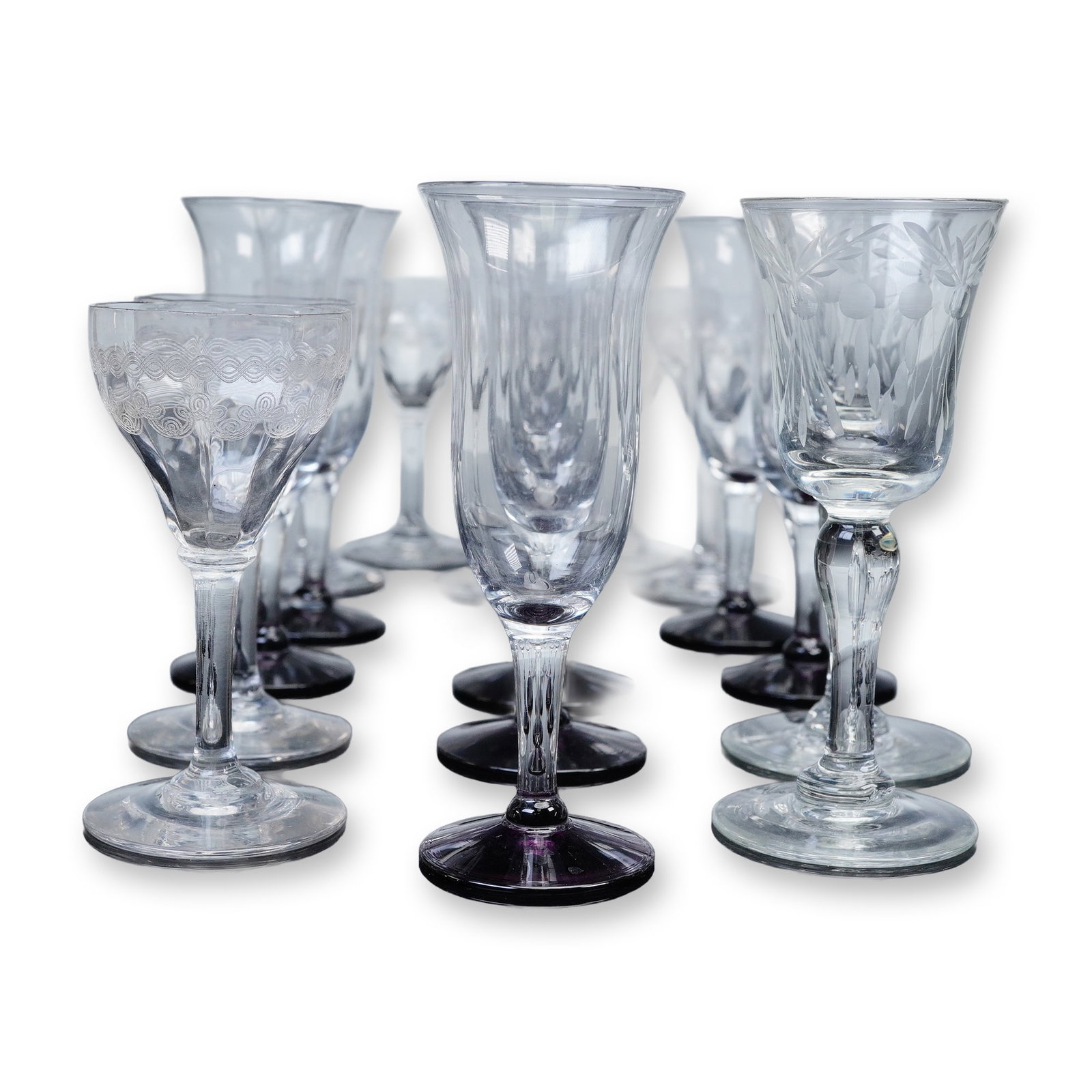17pc Etched and Cut Cordial Stemware Glasses (1 of 4)