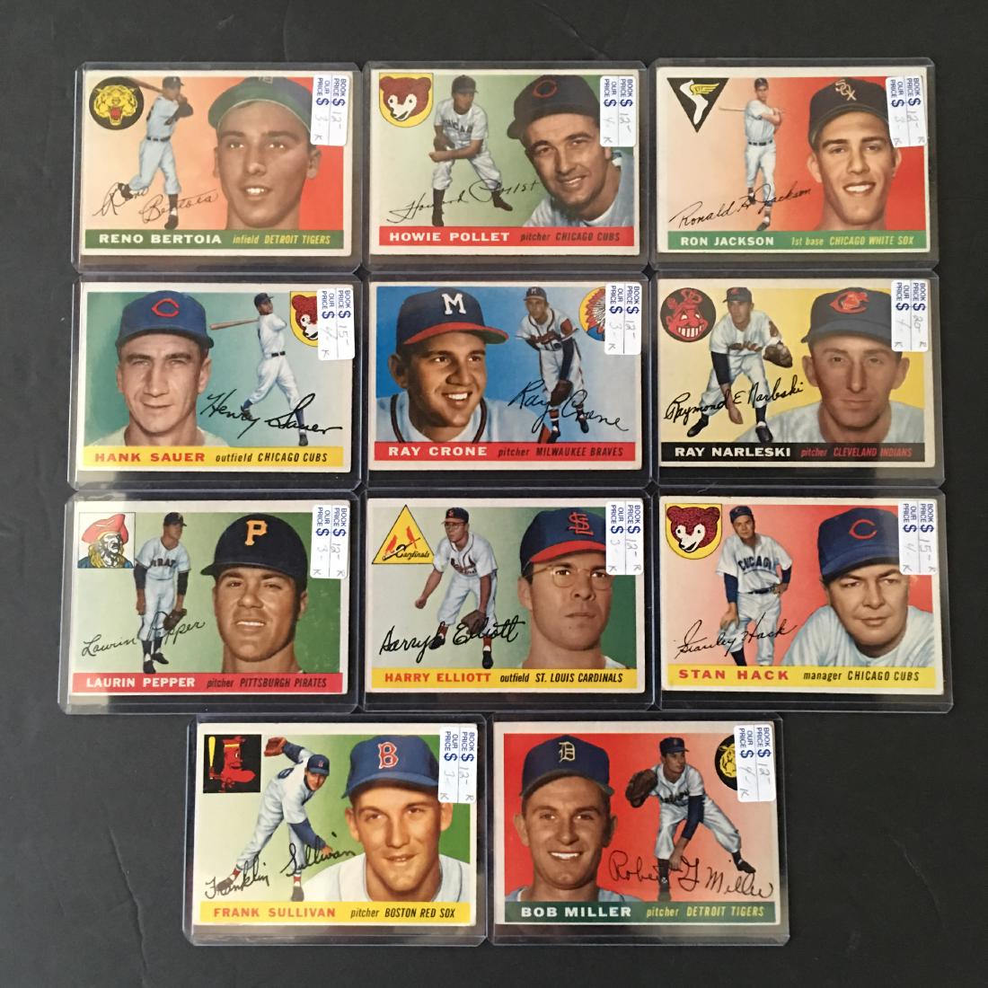 (11) 1955 TOPPS BASEBALL CARDS IN EX COND CREASE FREE (1 of 2)