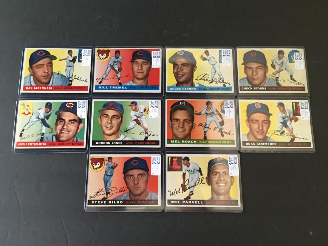 (10) 1955 TOPPS BASEBALL CARDS IN EX COND CREASE FREE (1 of 2)