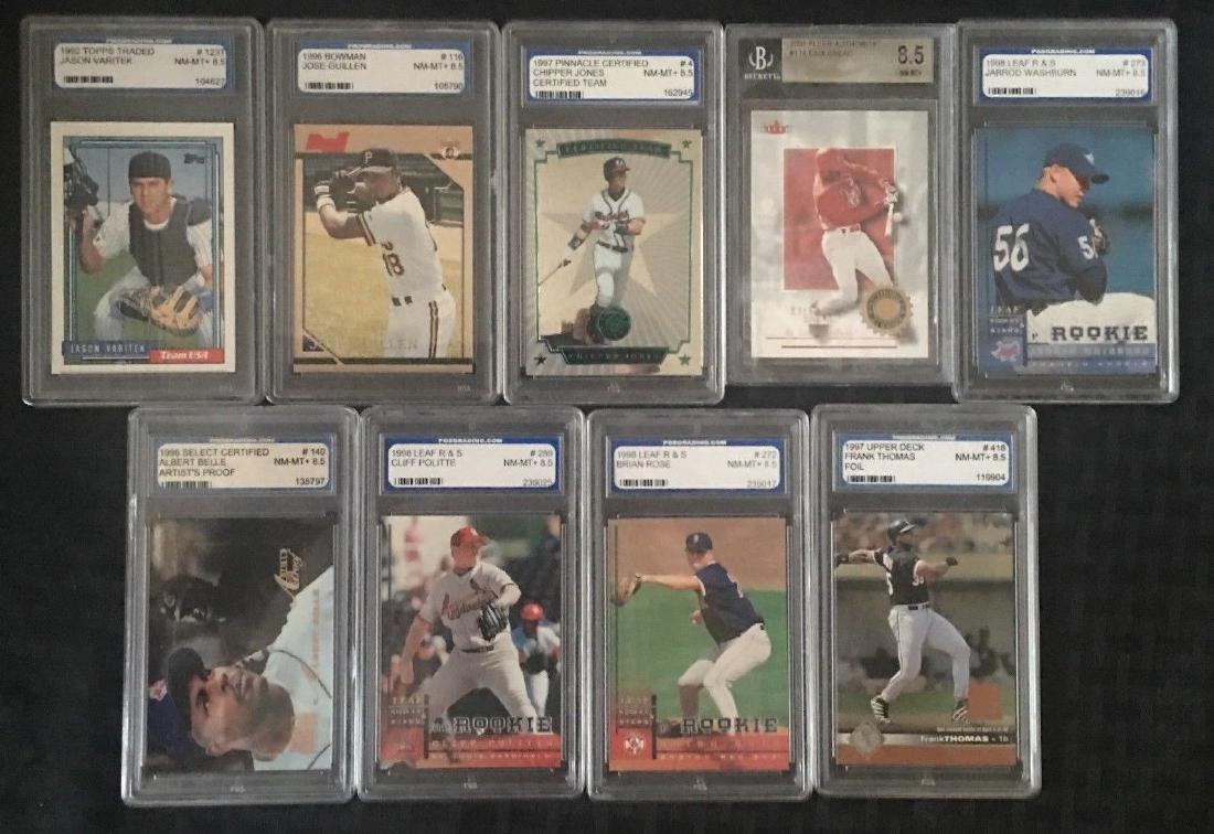 GRADED NRMT-MT *8.5* LOT (9) BASEBALL CARDS W/STARS (1 of 2)