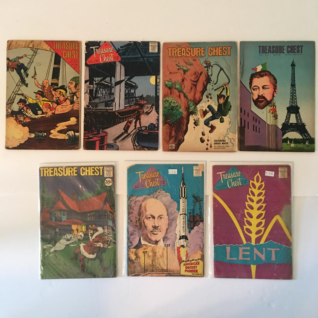 VINTAGE TREASURE CHEST ASSORTED COMIC BOOKS LOT OF (7) (1 of 1)