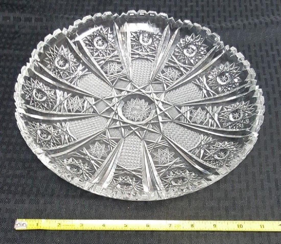 1940'S VINTAGE CUT GLASS PLATTER 12 1/4" X 1 3/4" ROUND