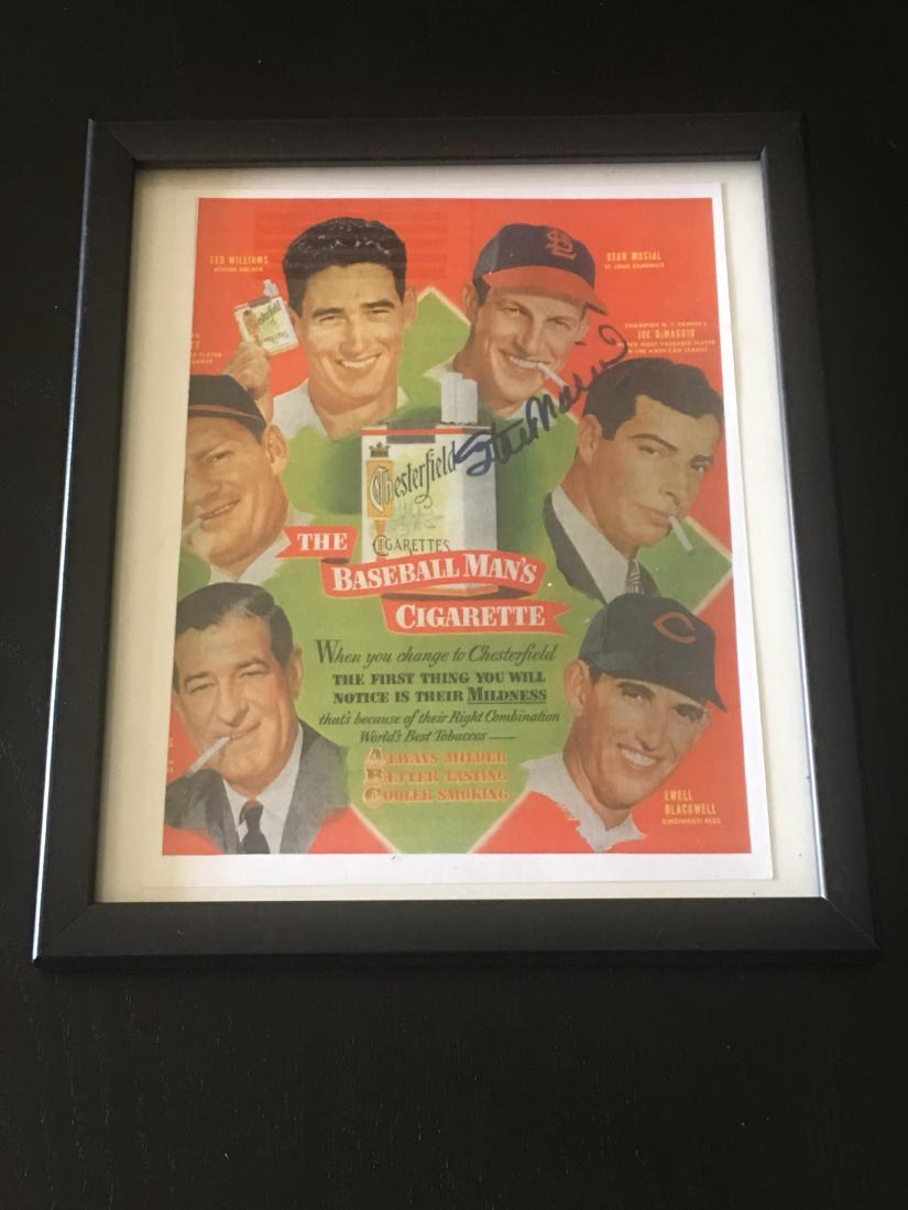 1940S OLD CIGARETTE AD HAND SIGNED STAN MUSIAL (1 of 2)