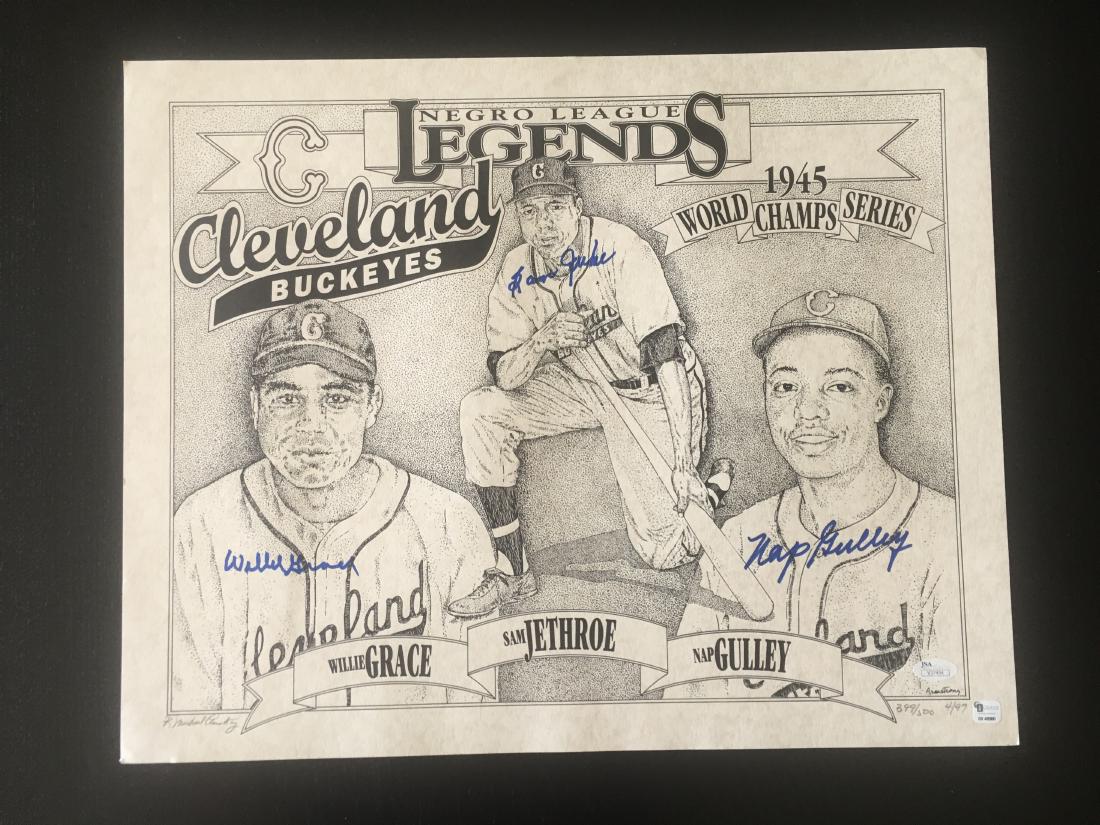 HAND SIGNED NEGRO BASEBALL POSTER JSA/COA (1 of 5)