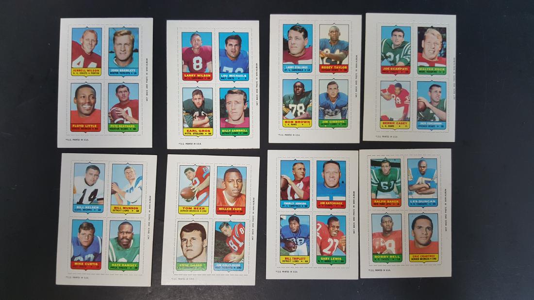 (8) 1968 TOPPS FOOTBALL INSERT CARD 4 IN 1 (1 of 2)