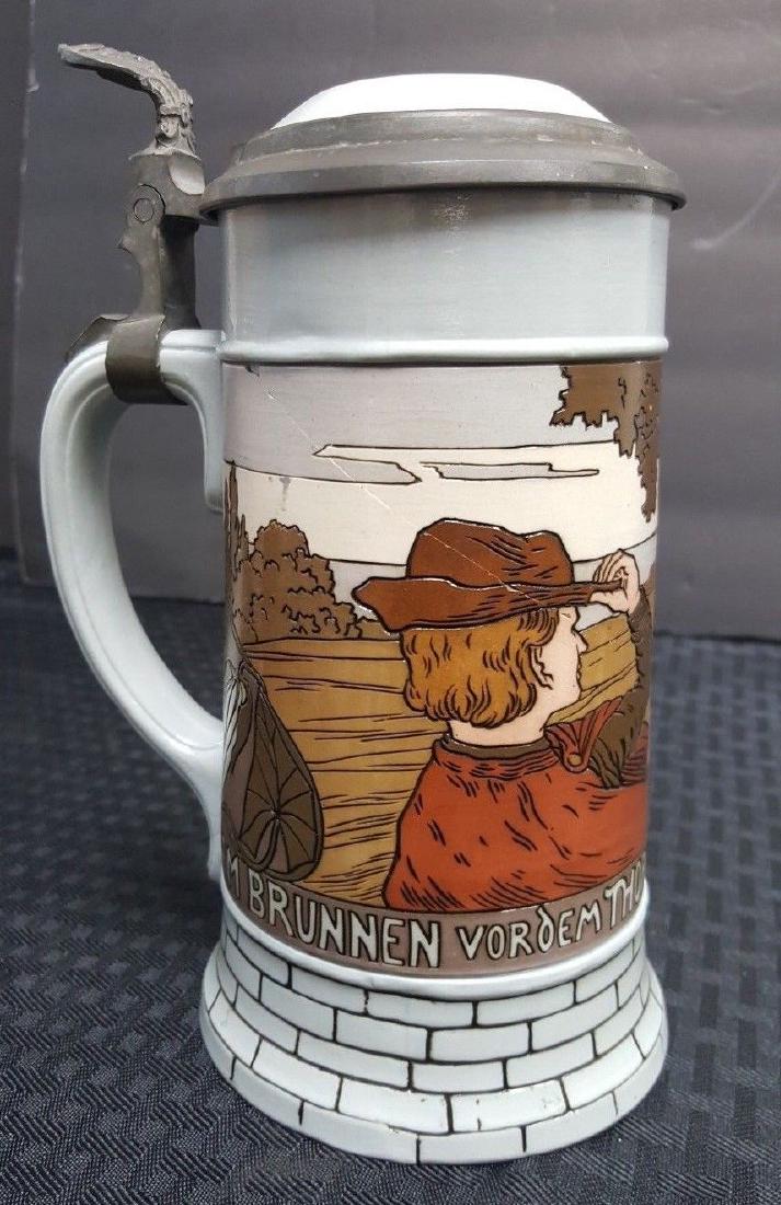 1904 VINTAGE GERMAN BLUE BEER STEIN W/ LID ANTIQUE!!! (1 of 8)