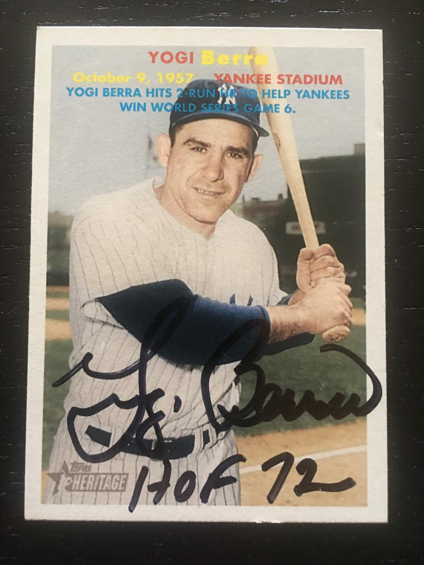 HAND SIGNED YOGI BERRA BASEBALL CARD W/COA: HAND SIGNED YOGI BERRA BASEBALL CARD W/COA