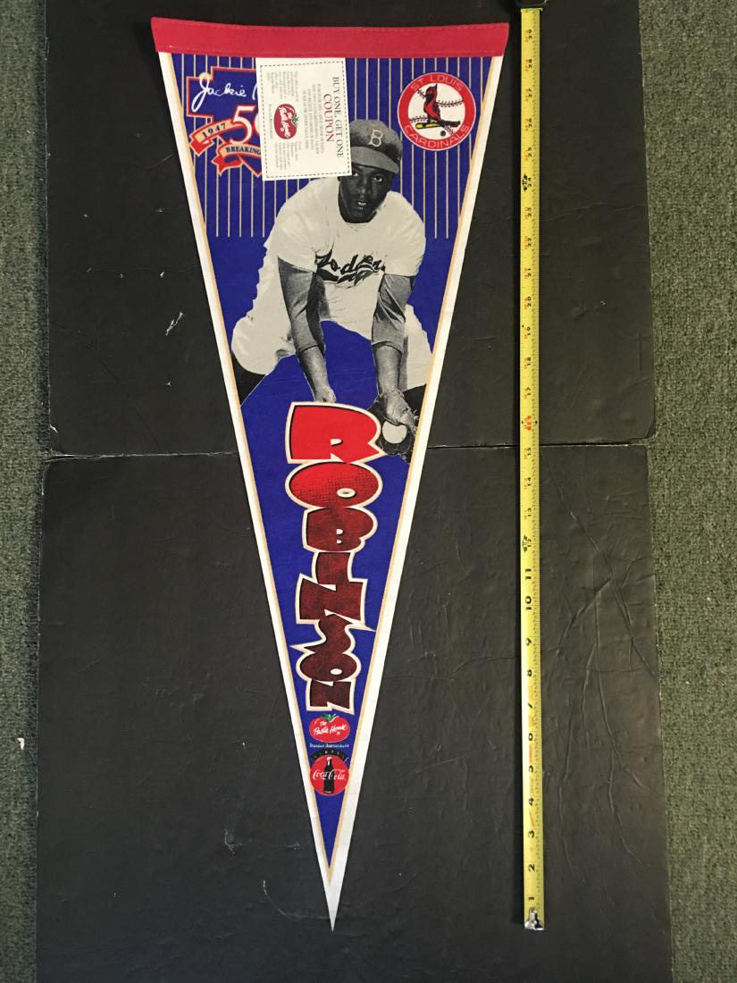VINTAGE COCA COLA JACKIE ROBINSON CARDINALS PENNANT: COCA COLA JACKIE ROBINSON CARDINALS 29.5" PENNANT
