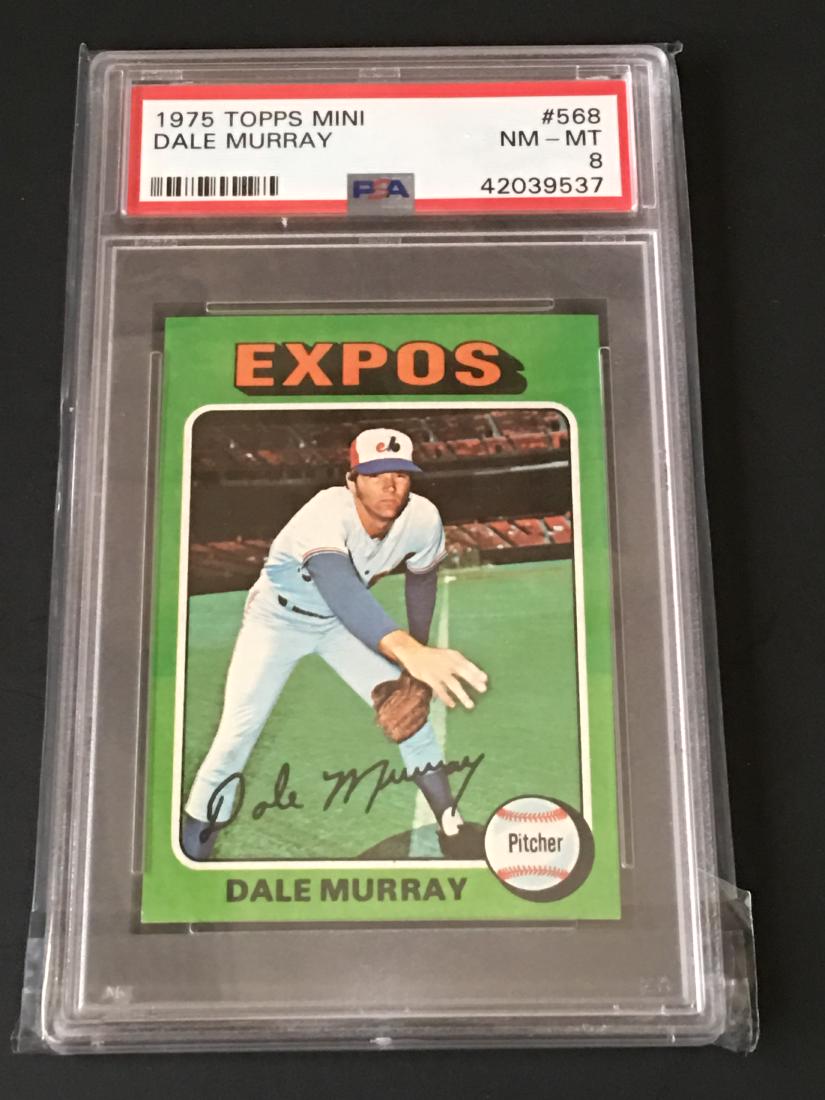 1975 TOPPS MINI DALE MURRAY #568 PSA 8: 1975 TOPPS MINI BASEBALL CARD DALE MURRAY #568 PSA 8