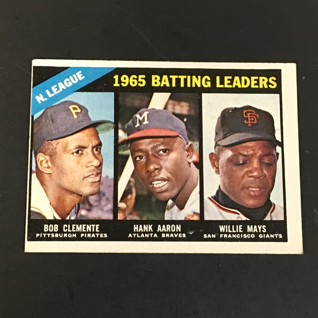 1966 BASEBALL CARD CLEMENTE/AARON/MAYS #215: 1966 BASEBALL CARD CLEMENTE/AARON/MAYS #215