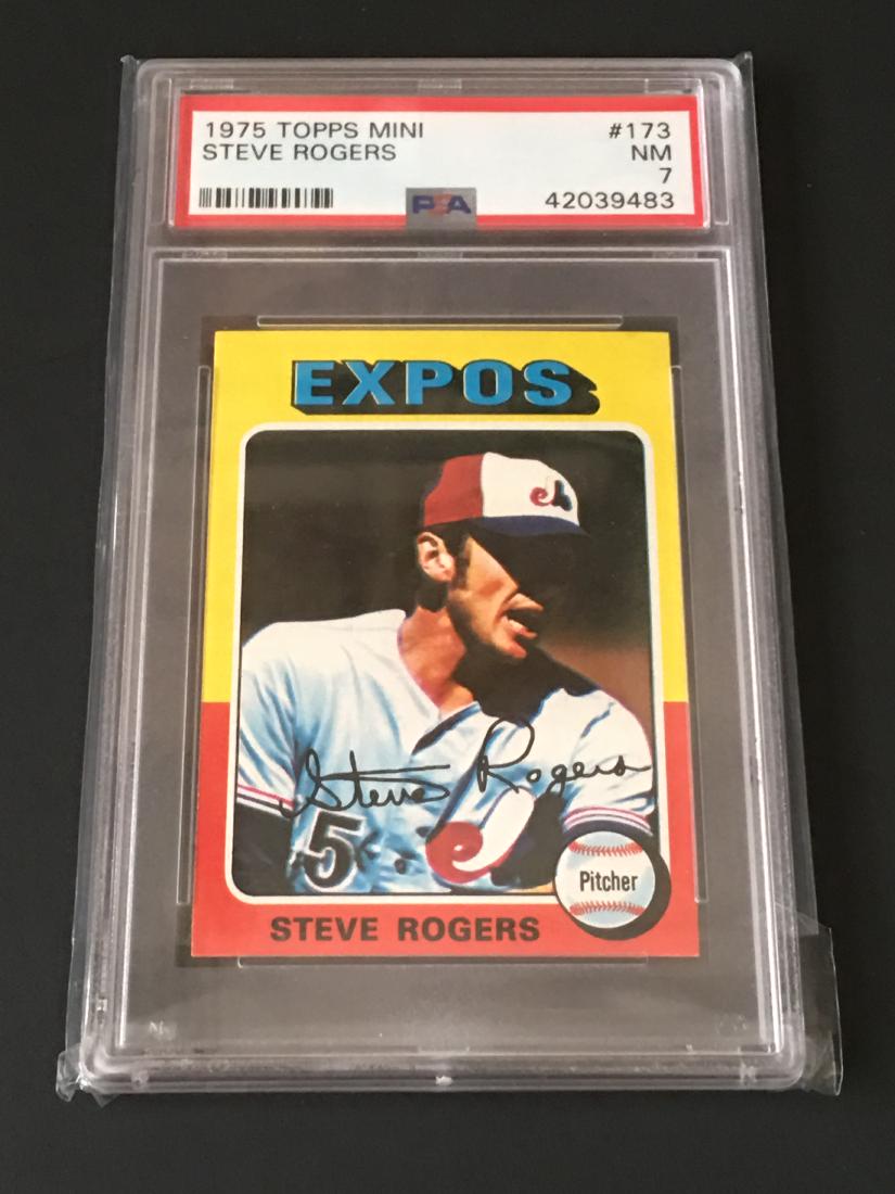 1975 TOPPS MINI STEVE ROGERS #173 PSA 7: 1975 TOPPS MINI BASEBALL CARD STEVE ROGERS #173 PSA 7