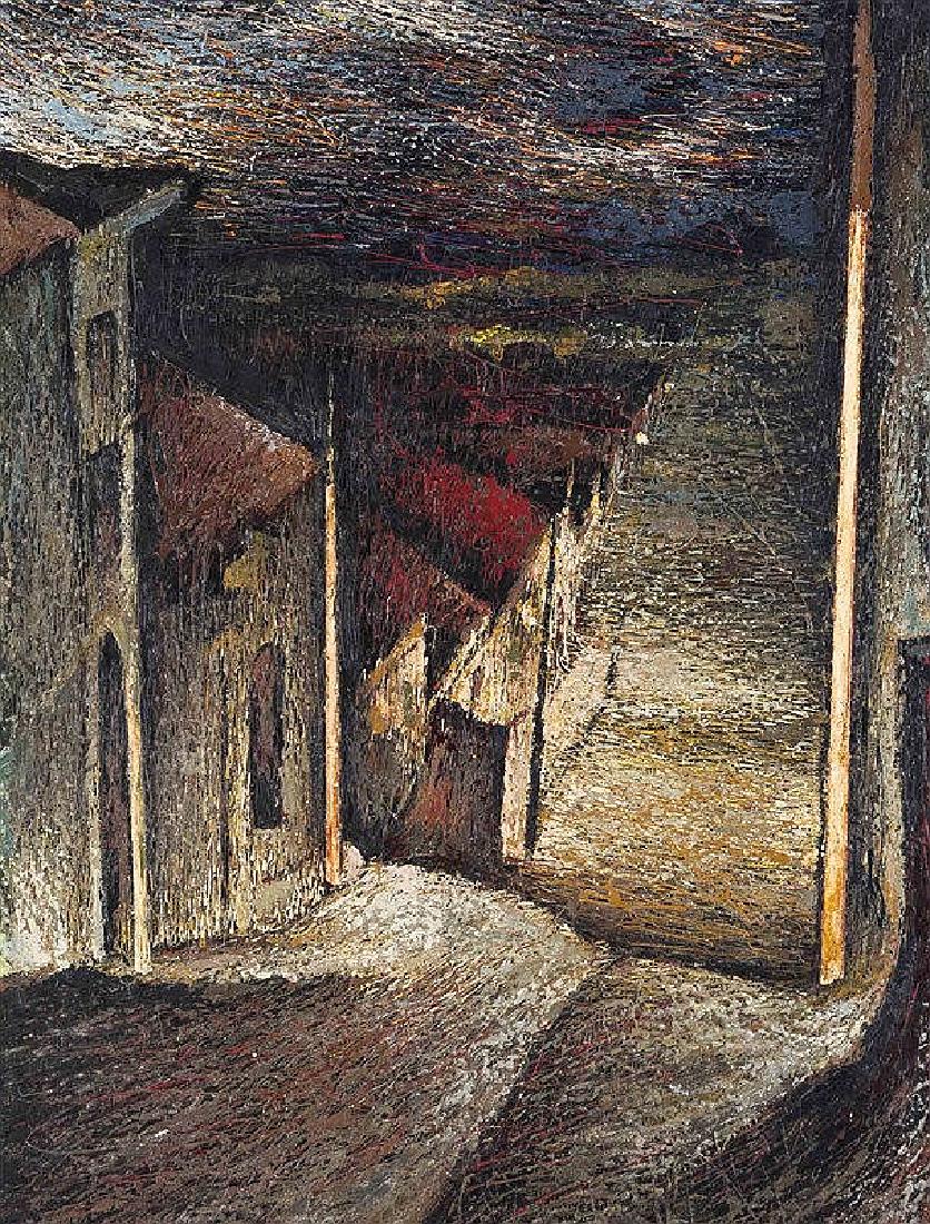 Anonymer Maler 1. H. 20. Jh., dunkle Dorfstrasse, Öl in (1 of 1)