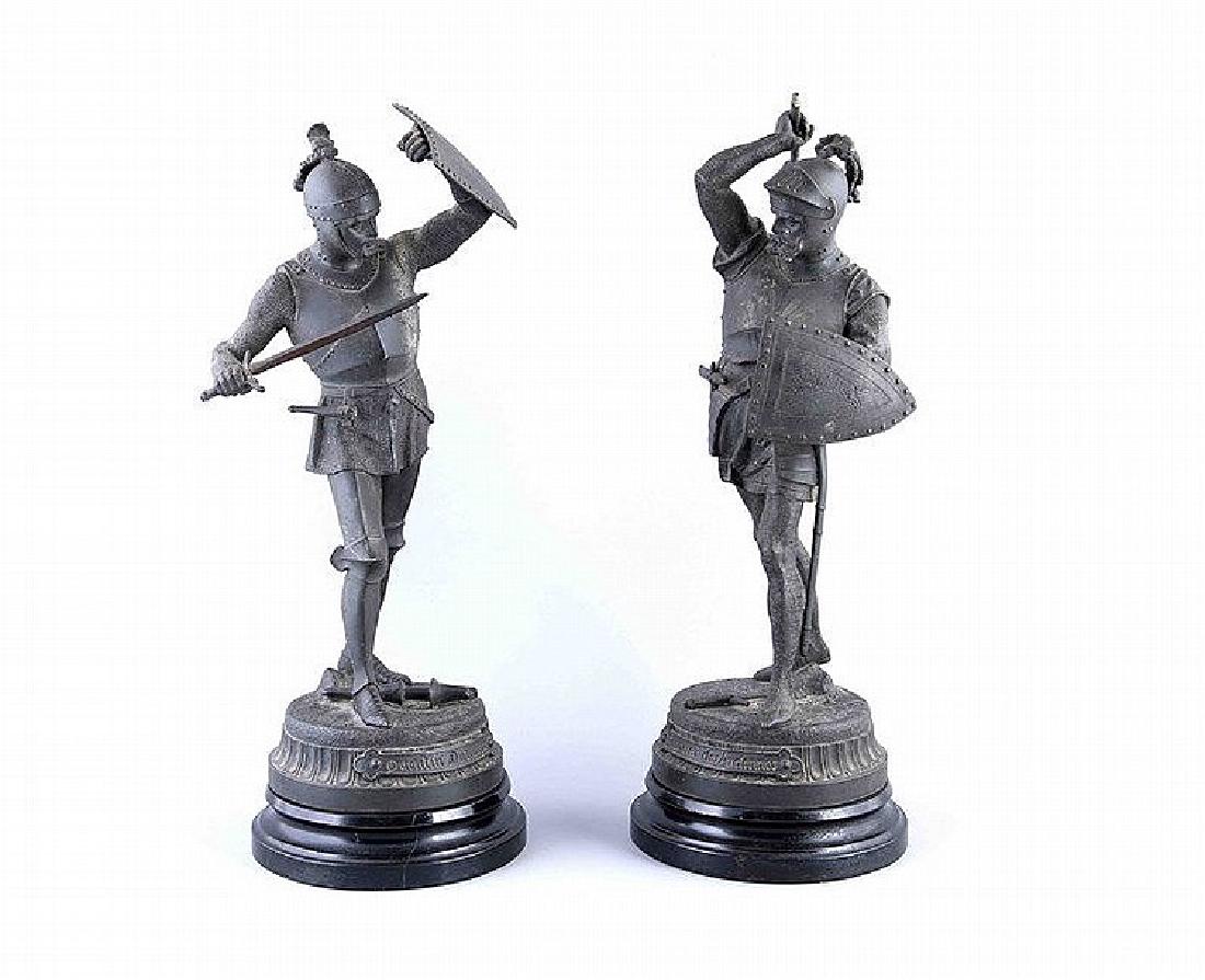 Frz. Bildhauer Ende 19. Jh., Paar kämpfende Ritter, (1 of 1)