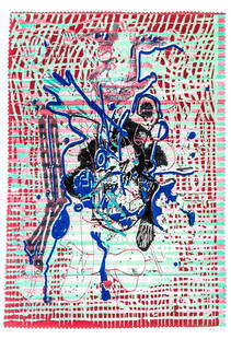 Markus Oehlen (*1956), deutscher Gegenwartskünstler und: Markus Oehlen (*1956), deutscher Gegenwartskünstler und einer der Hauptvertreter der Neuen Wilden, Wotriva I-III, 3 Farbserigrafien auf Karton "Somerset", 1998, jeweils handsigniert und datiert "M. O