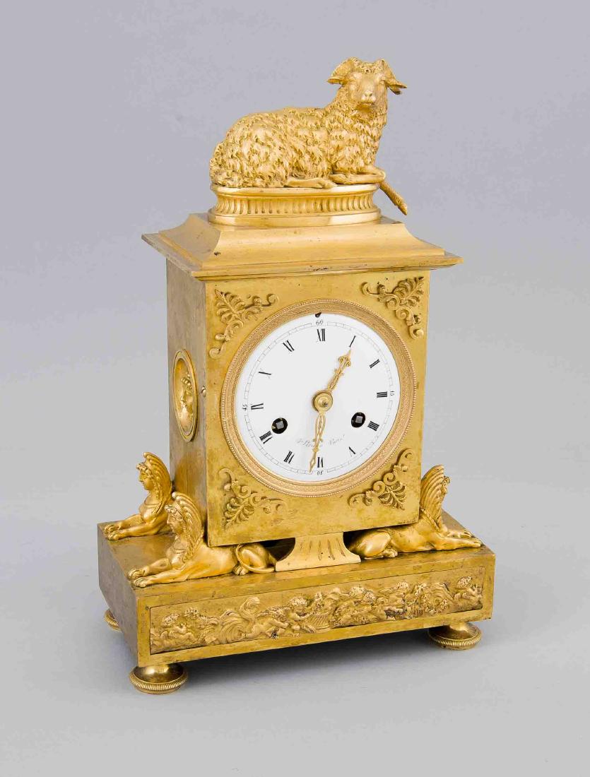 Fireplace Clock, France 19th century, fire-gilded (1 of 1)