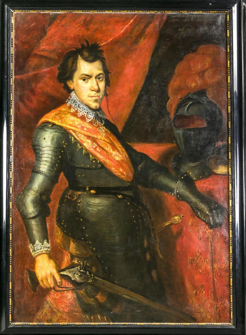 Paulus Moreelse: Paulus Moreelse (1571-1638), Kopie nach, um 1900, Portrait von Christian von Braunschweig-Wolfenbüttel nach dem in Braunschweig befindlichen Original, Öl/Lwd., o. re. bez., 127 x 90 cm, ger. 145 x 1