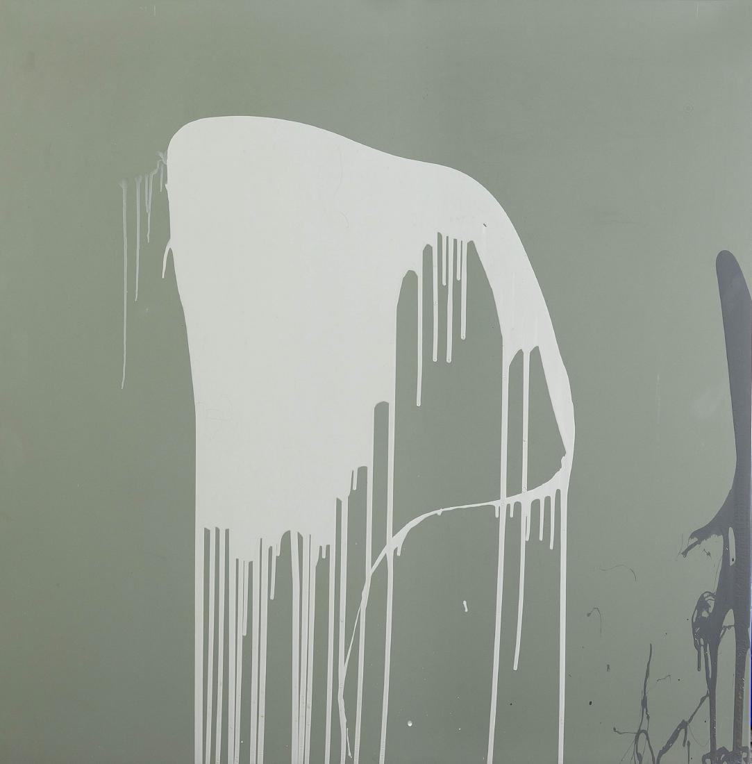 Bruce McLean: Bruce McLean (*1944), schottischer Maler und Performance-Künstler, informelle Komposition, Lack und Emaille auf Stahlblech, die Echtheit des Werkes wurde 1991 von der Galerie Gmyrek, Düsseldorf best