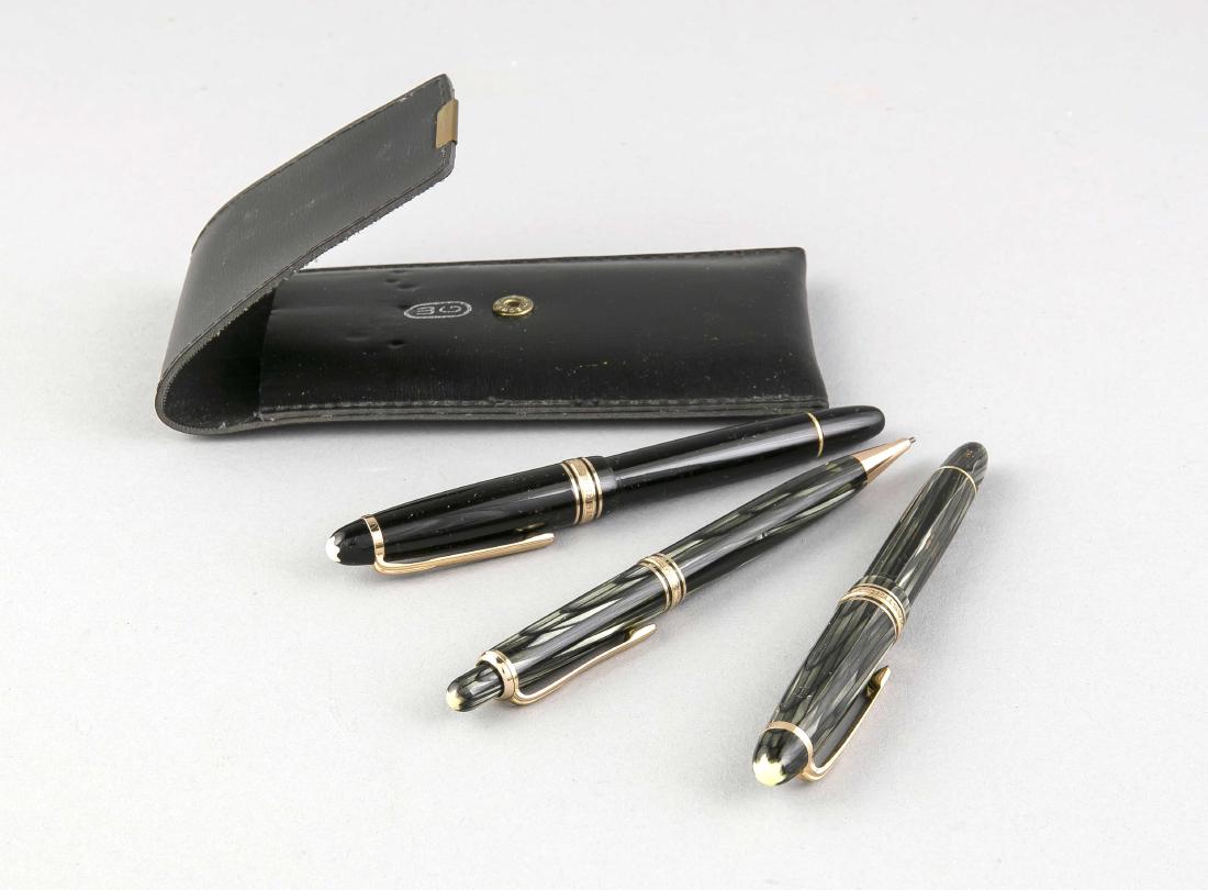 3-tlg. Mont Blanc Schreibgarnitur, schwarzes u (1 of 1)