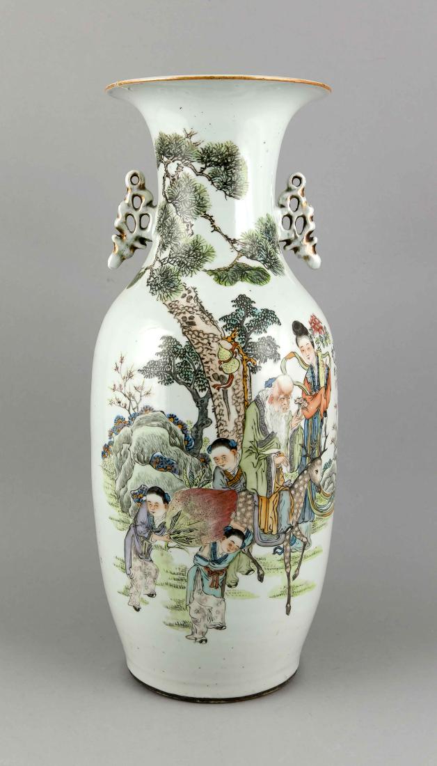Chinese floor vase, 20th century, polychrome group of (1 of 2)