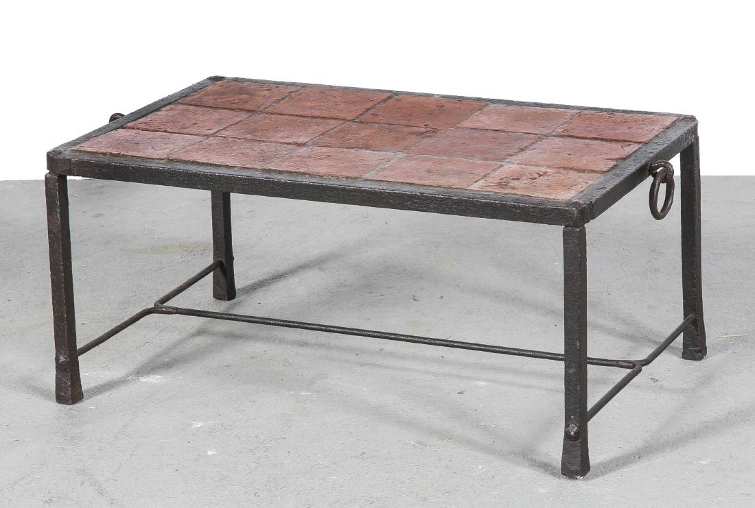 A 19th century side table, wrought iron pedestal with (1 of 1)