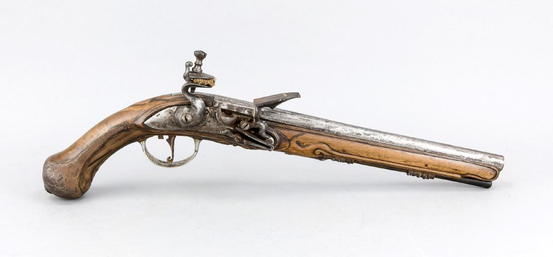Steinschloßpistole des 18. Jh., Nußbaumholzschäftung (1 of 1)