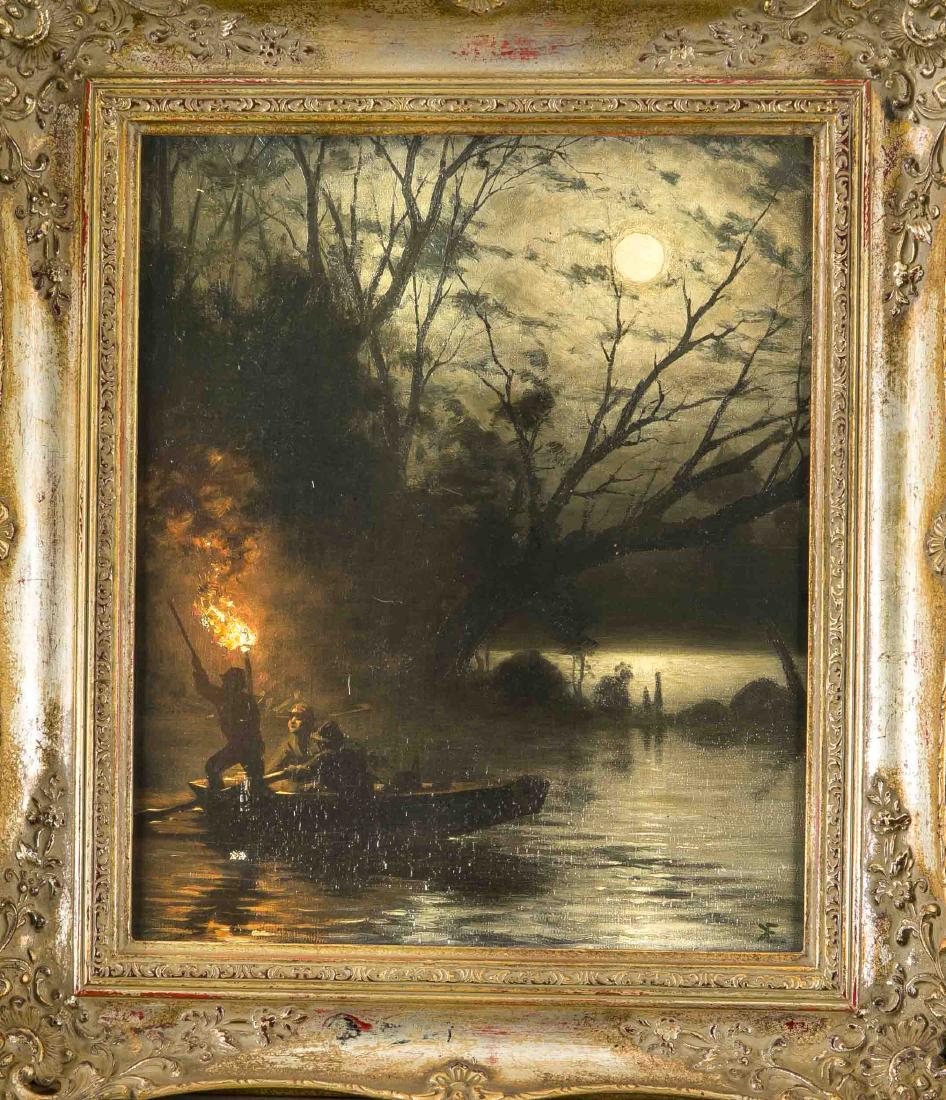 Monogrammist KE, late 19th century, hunter with torch (1 of 1)