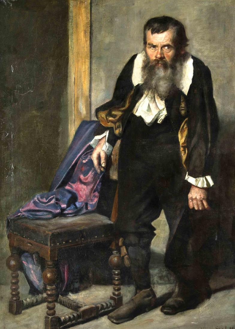 Hermann Graf (1873-1940), German painter, oil / canvas,: Hermann Graf (1873-1940), German painter, oil / canvas, signed and dated (18)99, partialretouching, craquelure, probably after Velazquez, 100 x 72 cm