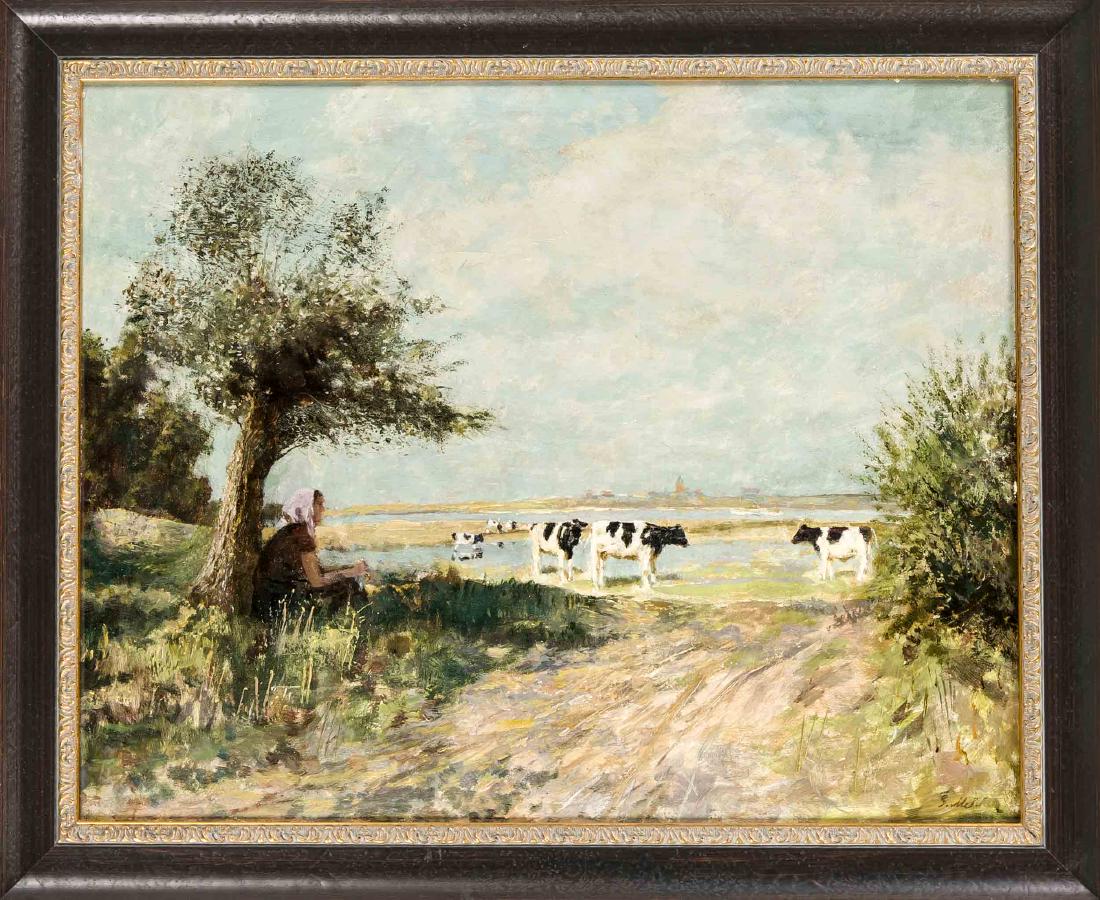 Gustav Melcher (1898-1969), oil/hard fibre, signed (1 of 1)