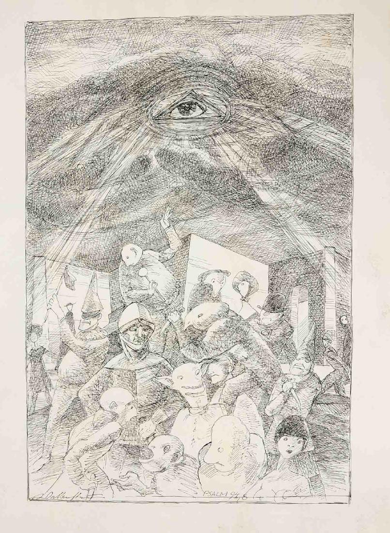 Walter Wellenstein (1898-1970), convolute of 5 pen: Walter Wellenstein (1898-1970), convolute of 5 pen drawings from 1960 and 1962, partly alittle bit stained, all hand signed and titled, sheet dimensions up to 62 x 47.5 cm